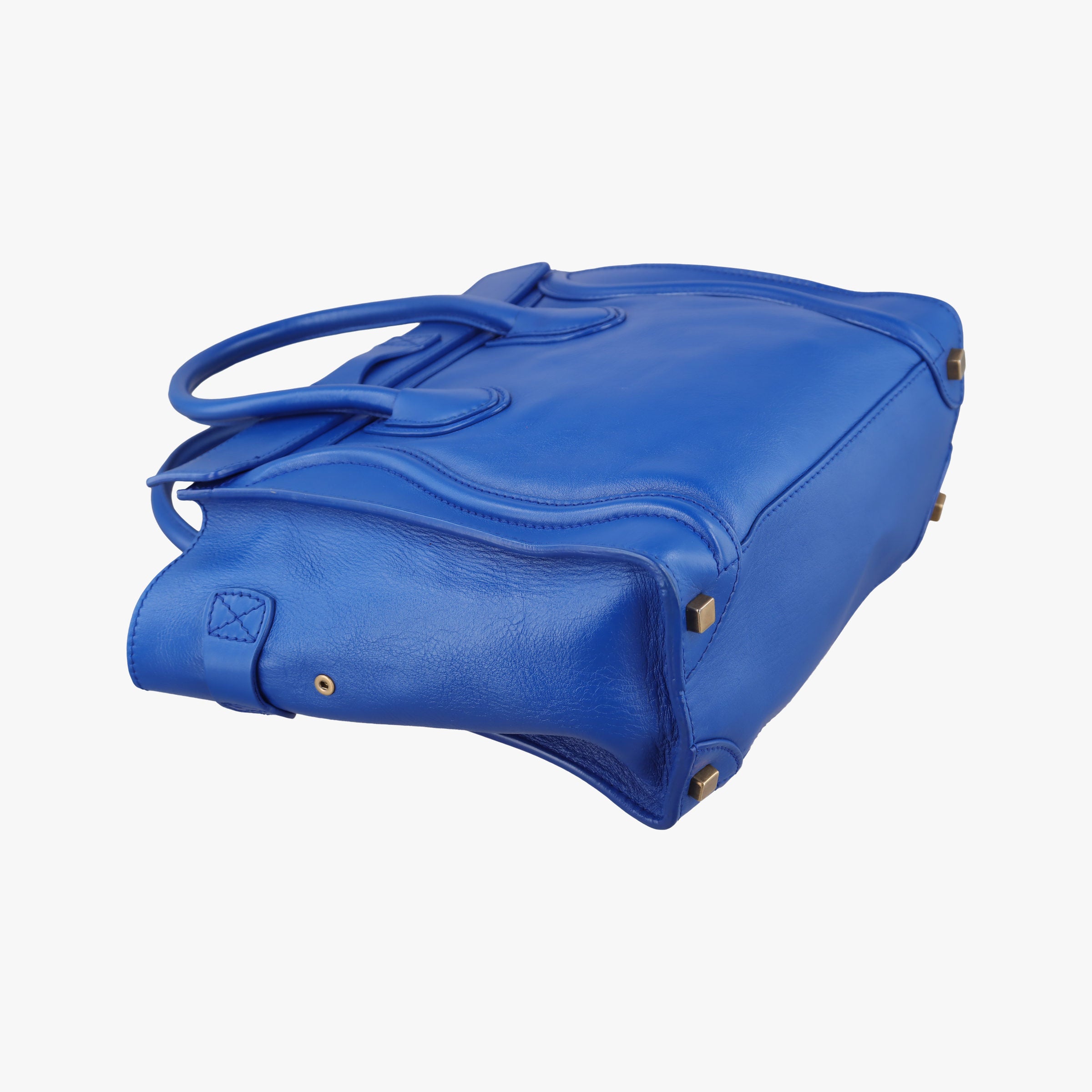 Pre-owned Celine Luggage Mini Shopper Blue Leather  handbag | stylenewstar