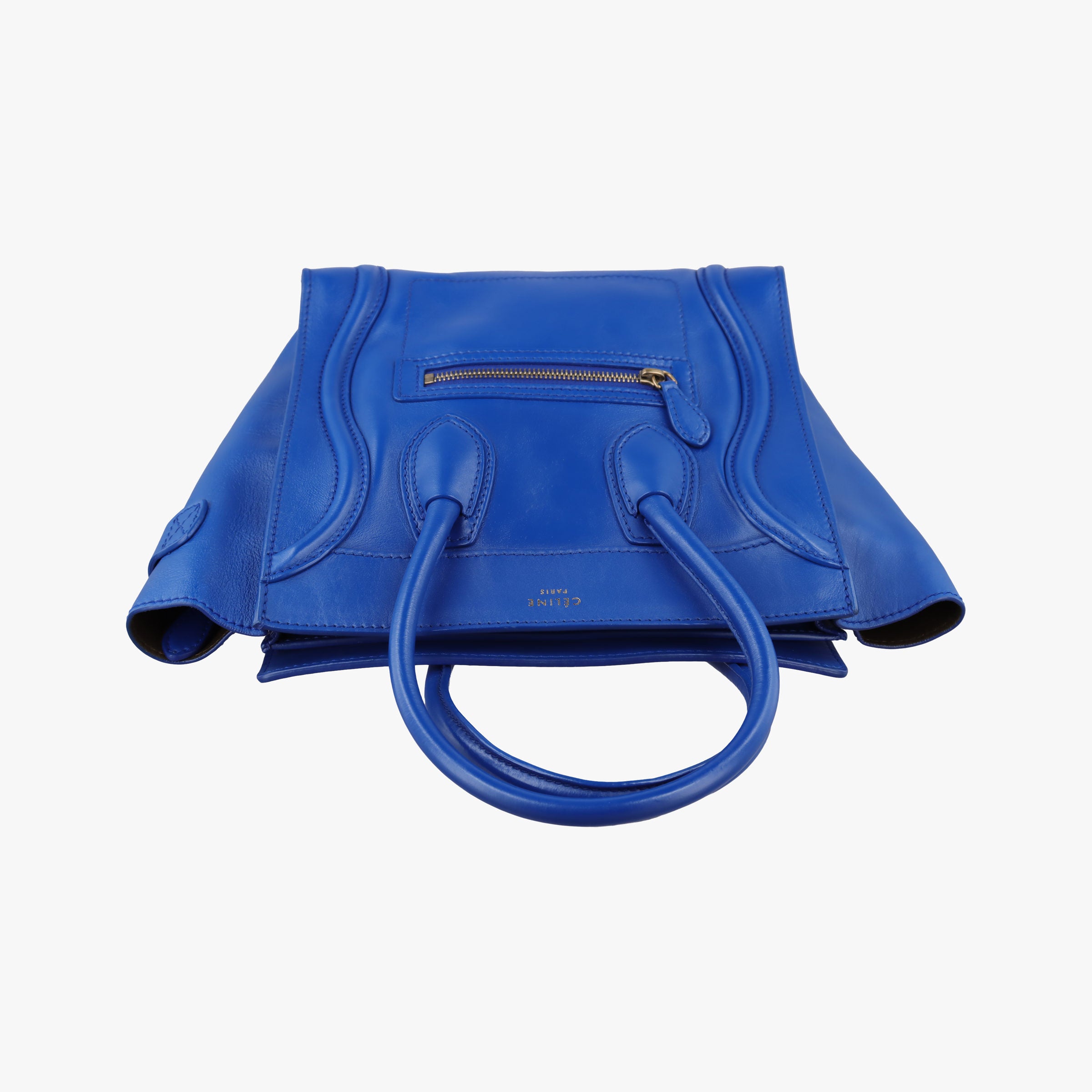 Pre-owned Celine Luggage Mini Shopper Blue Leather  handbag | stylenewstar