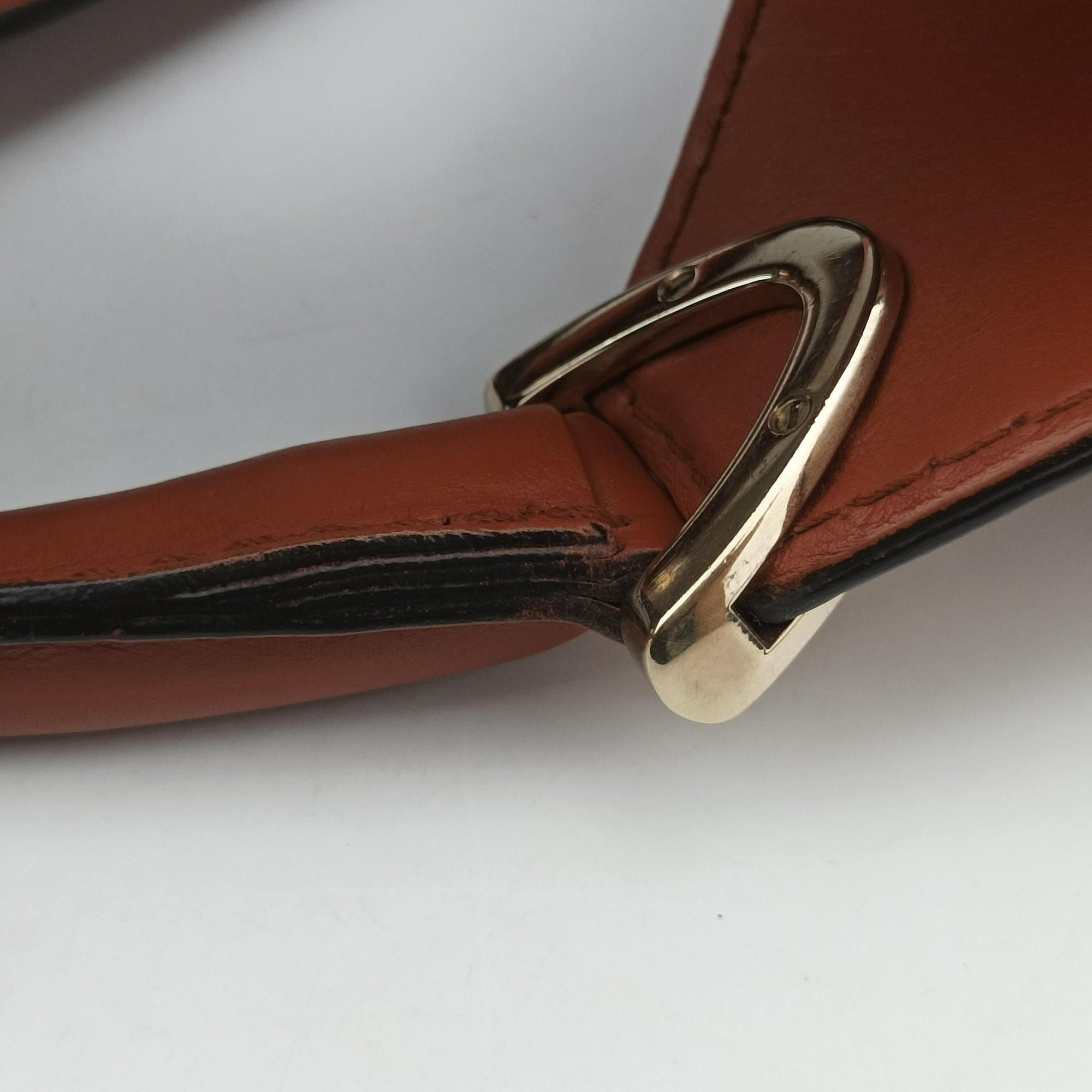 Pre-owned Gucci Stirrup Brown leather 277514 handbag | stylenewstar