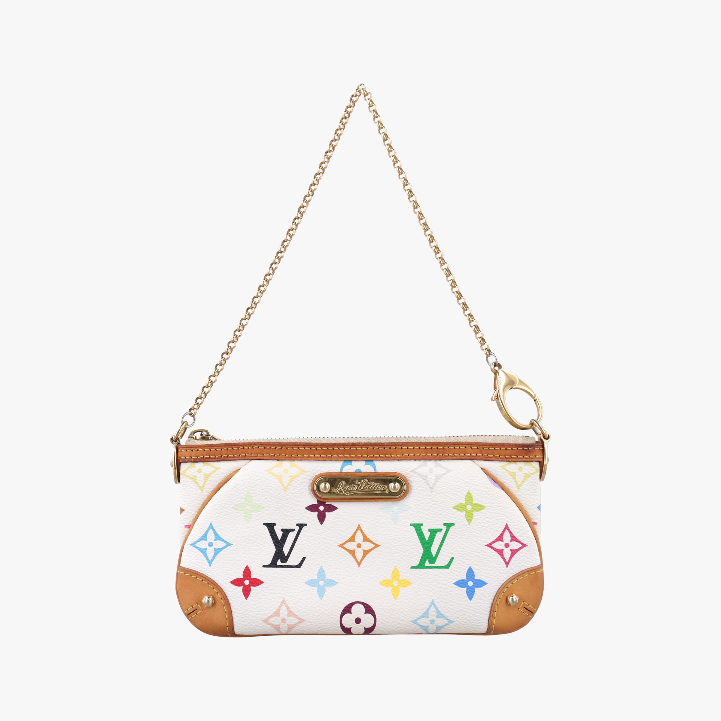 Vintage Louis Vuitton Pochette Mira MM Pouch white Monogram Multicolor M60096 handbag | stylenewstar