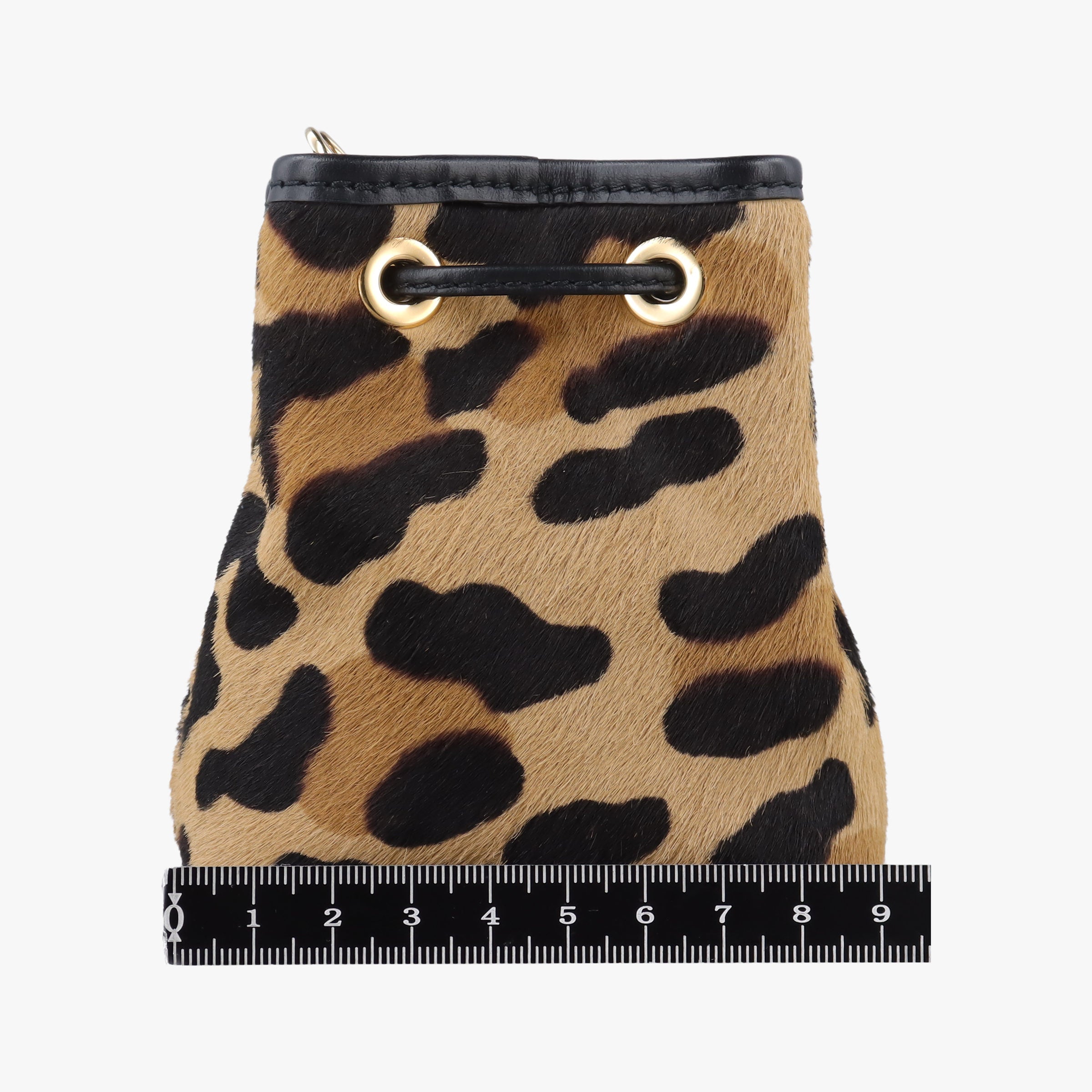 Pre-owned Prada Leopard print mini pouch Beige x Black x Light Brown pony hair×leather 1NR016 shoulderbag | stylenewstar