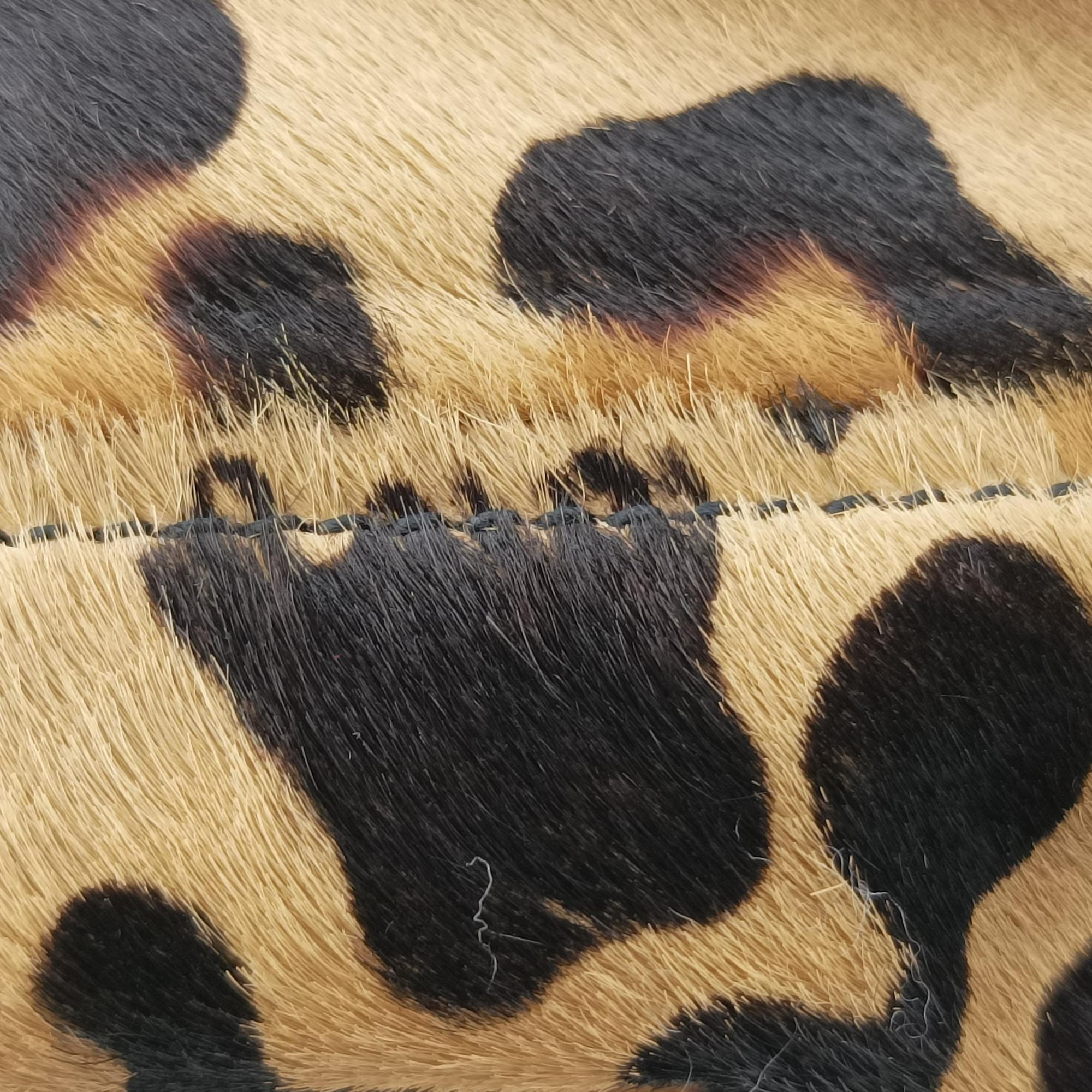 Pre-owned Prada Leopard print mini pouch Beige x Black x Light Brown pony hair×leather 1NR016 shoulderbag | stylenewstar