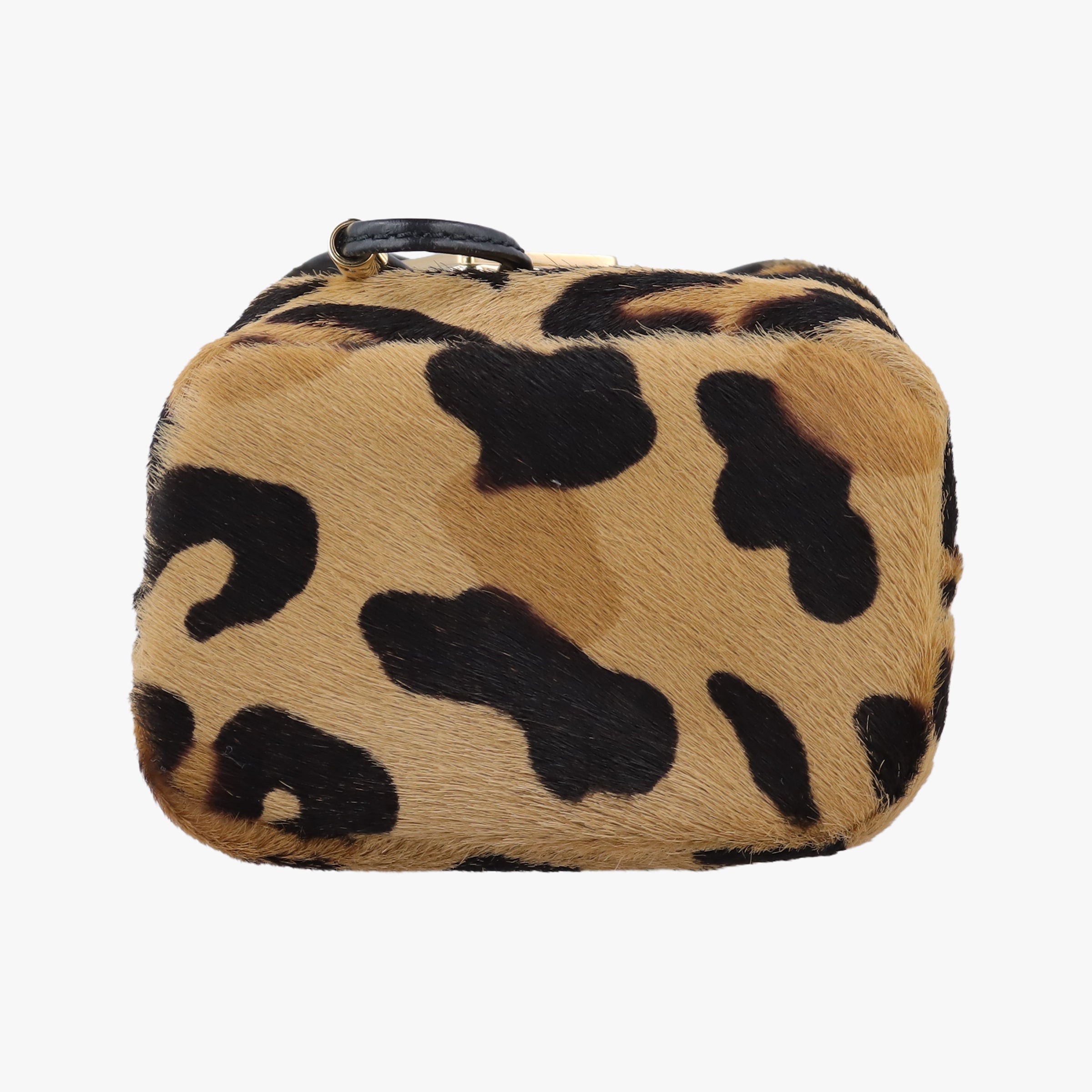 Pre-owned Prada Leopard print mini pouch Beige x Black x Light Brown pony hair×leather 1NR016 shoulderbag | stylenewstar