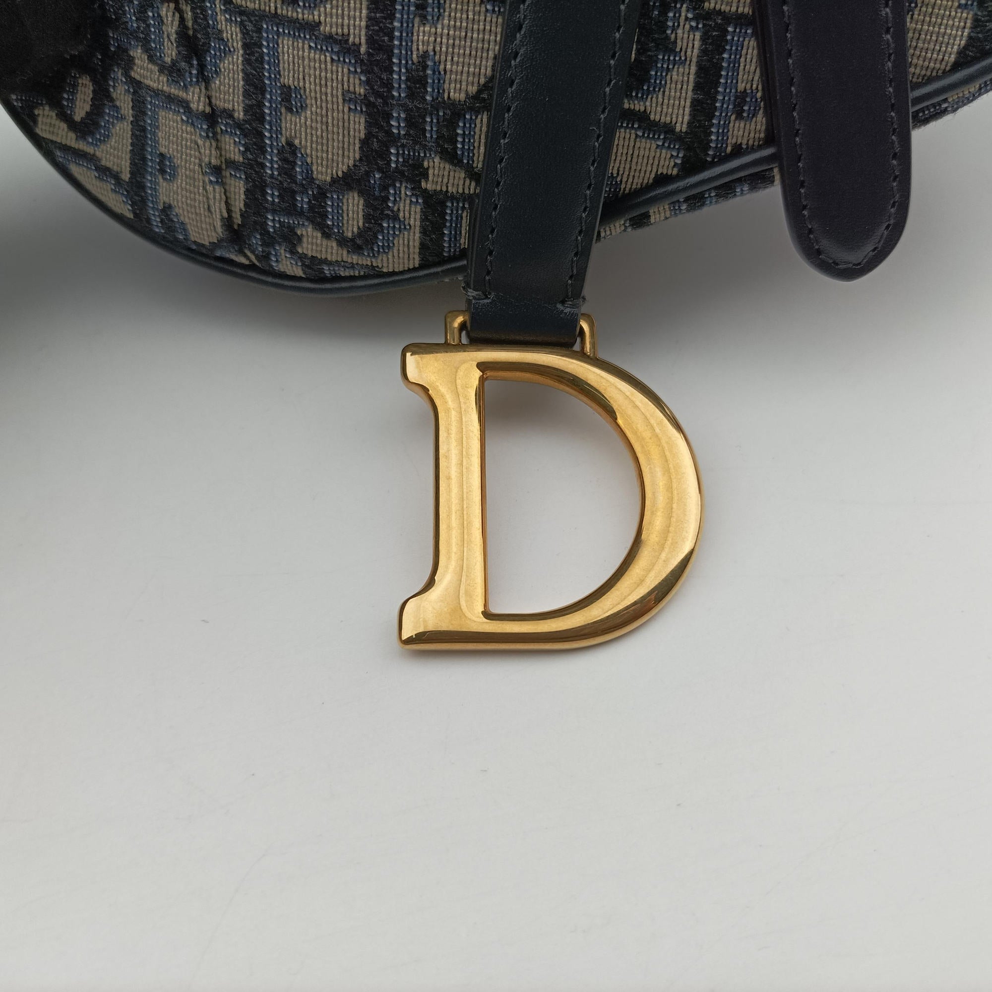 Pre-owned Christian Dior Saddle Navy×grey Jacquard  handbag | stylenewstar
