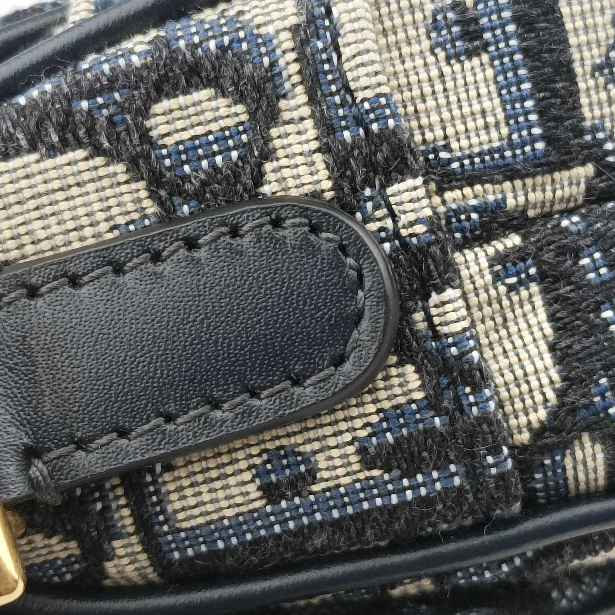 Pre-owned Christian Dior Saddle Navy×grey Jacquard  handbag | stylenewstar
