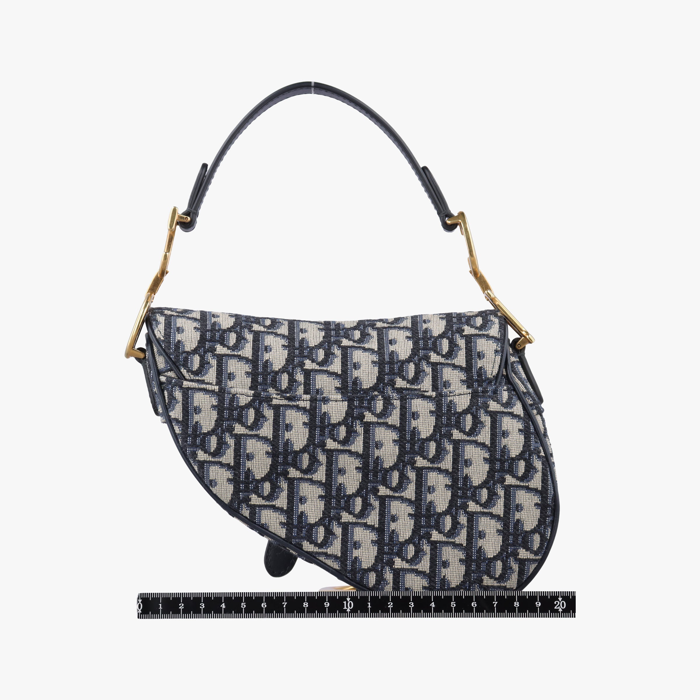 Pre-owned Christian Dior Saddle Navy×grey Jacquard  handbag | stylenewstar