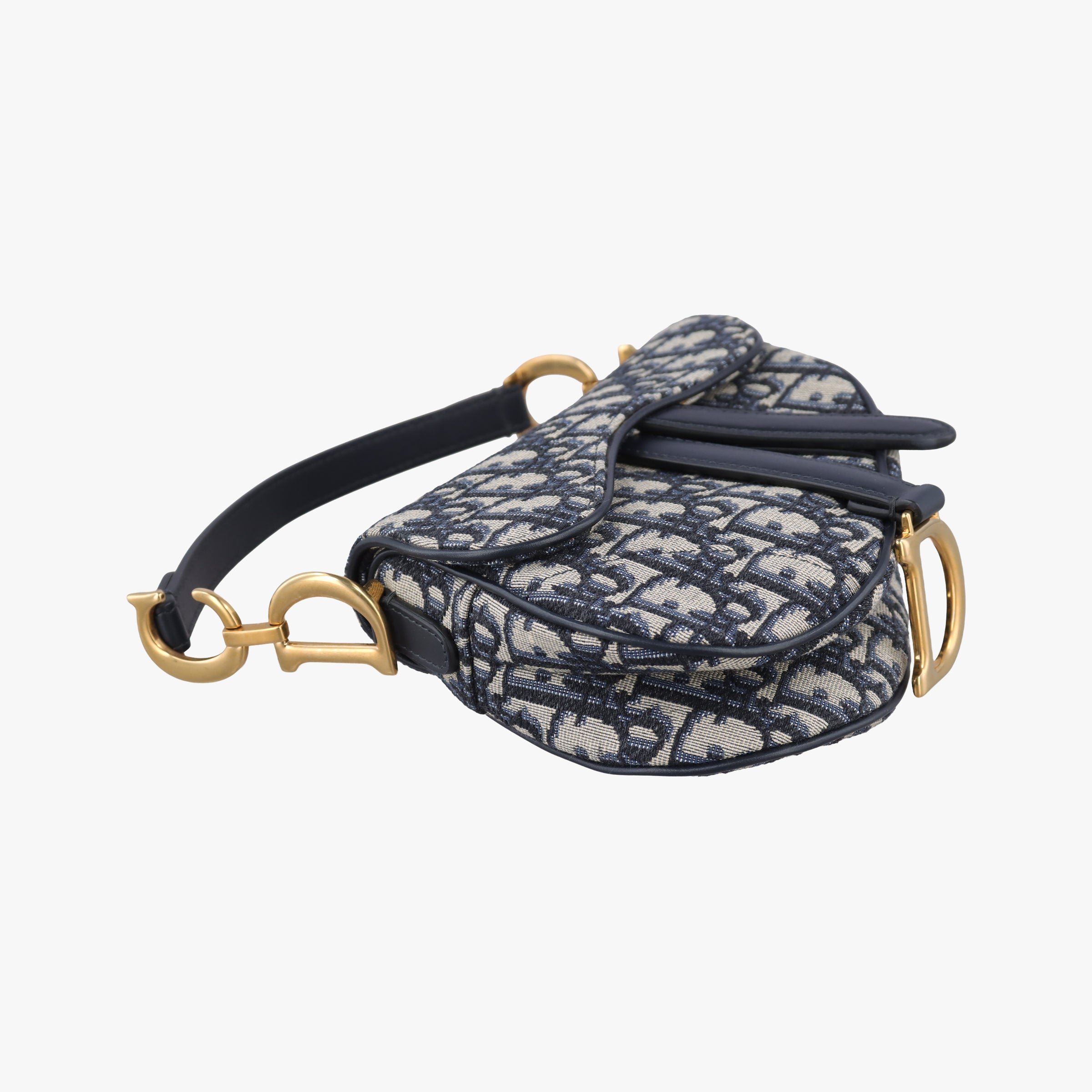 Pre-owned Christian Dior Saddle Navy×grey Jacquard  handbag | stylenewstar