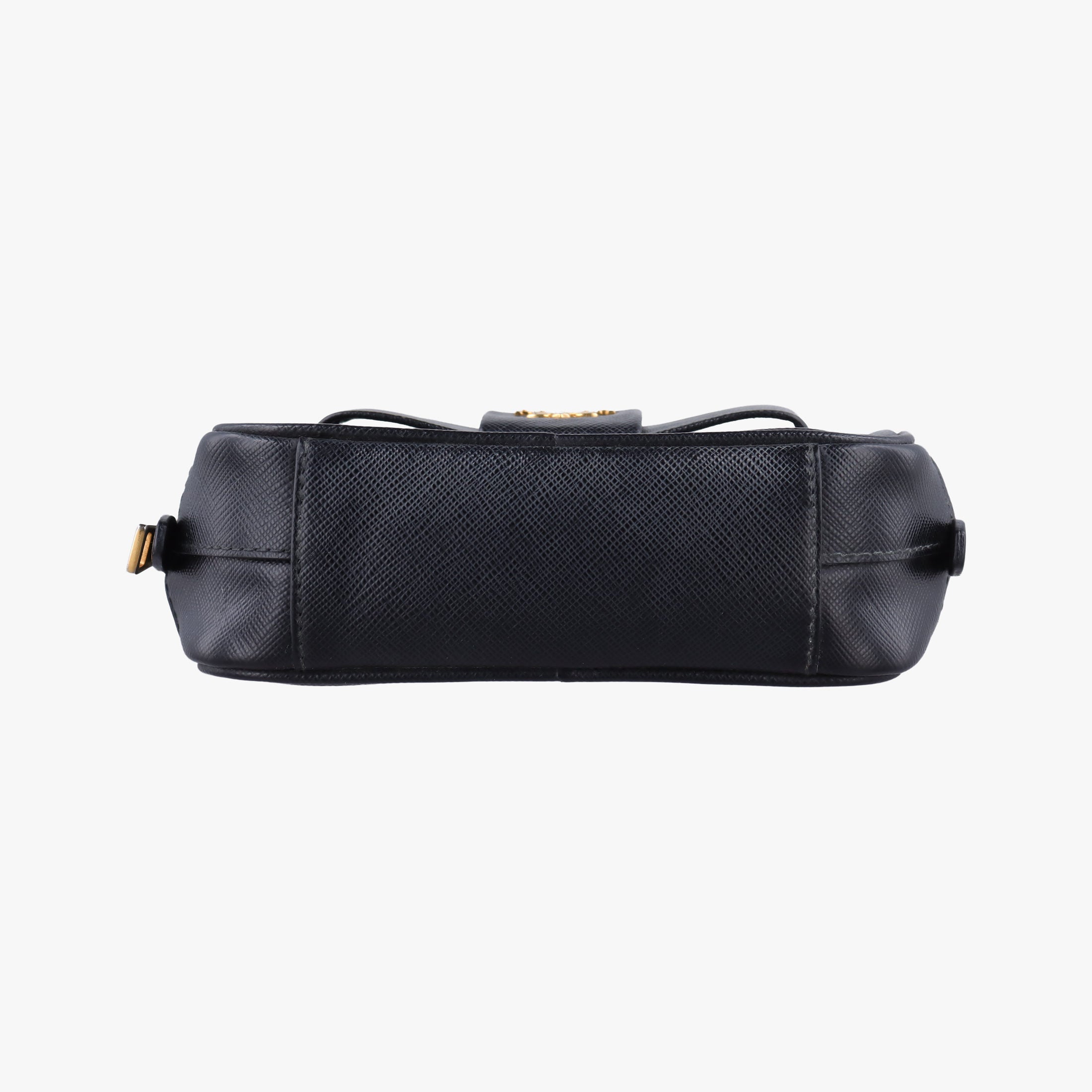 Pre-owned Prada Ribbon Mini Pochette Black SAFFIANO Leather 1NF674 shoulderbag | stylenewstar
