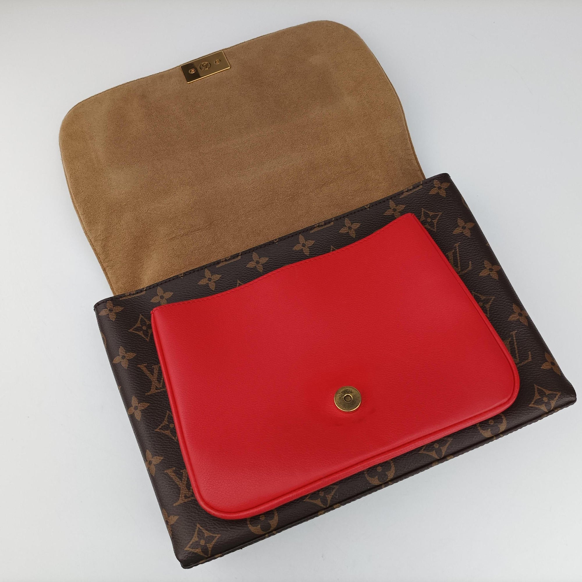 Pre-owned Louis Vuitton MARIGNAN Brown×COQUELICOT Monogram Canvas×calf leather M44544 shoulderbag | stylenewstar