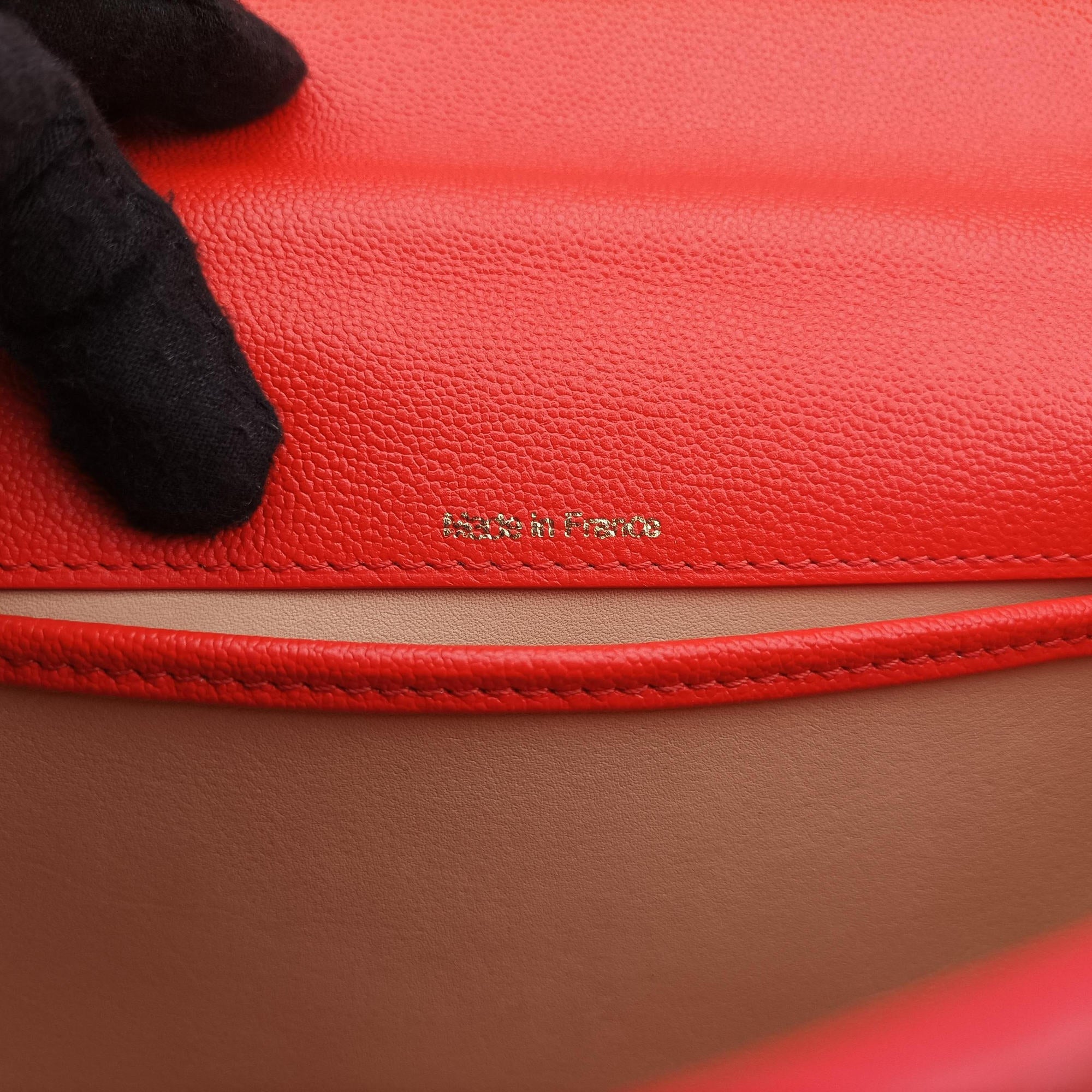 Pre-owned Delvaux Simplissime City PM Orange red leather  shoulderbag | stylenewstar