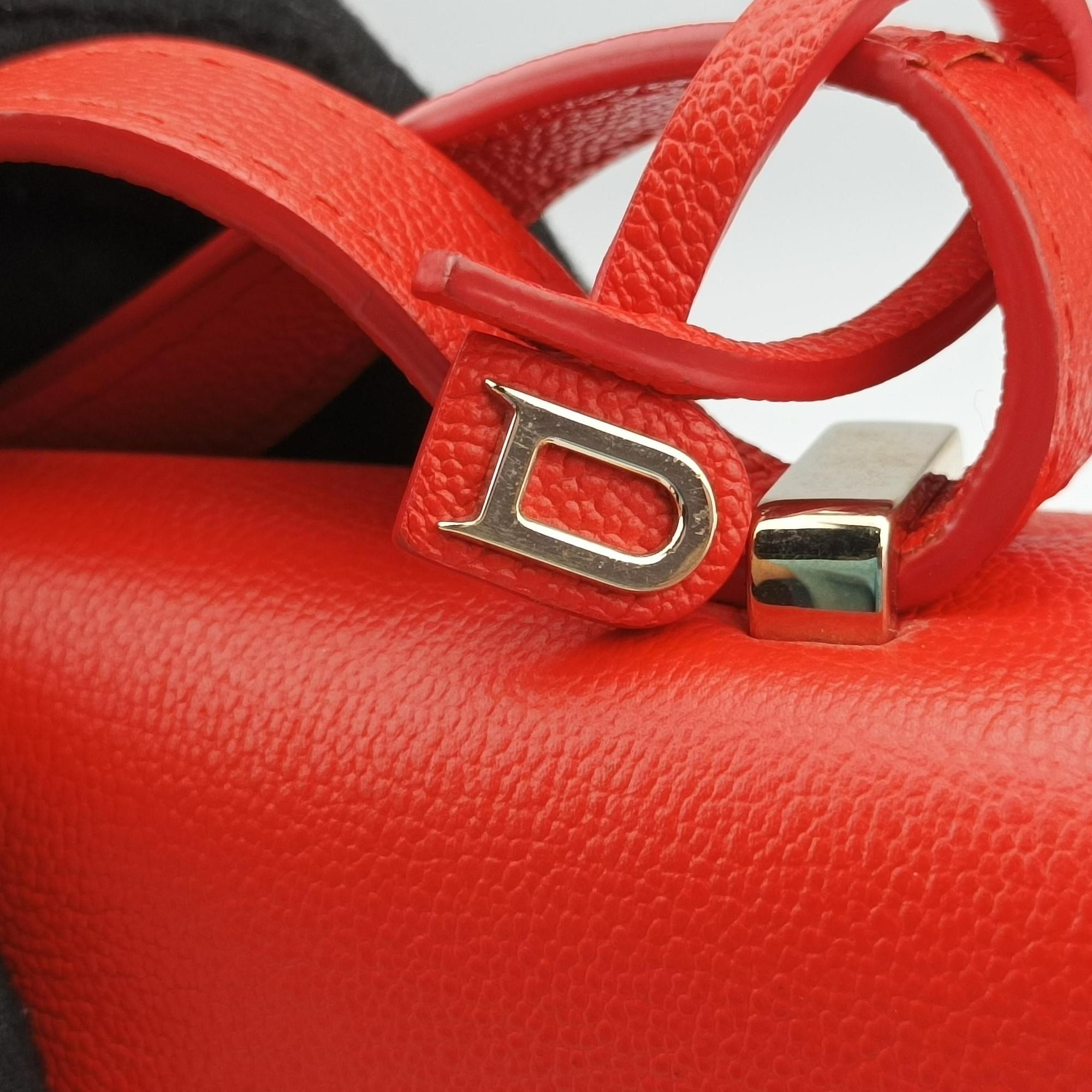 Pre-owned Delvaux Simplissime City PM Orange red leather  shoulderbag | stylenewstar