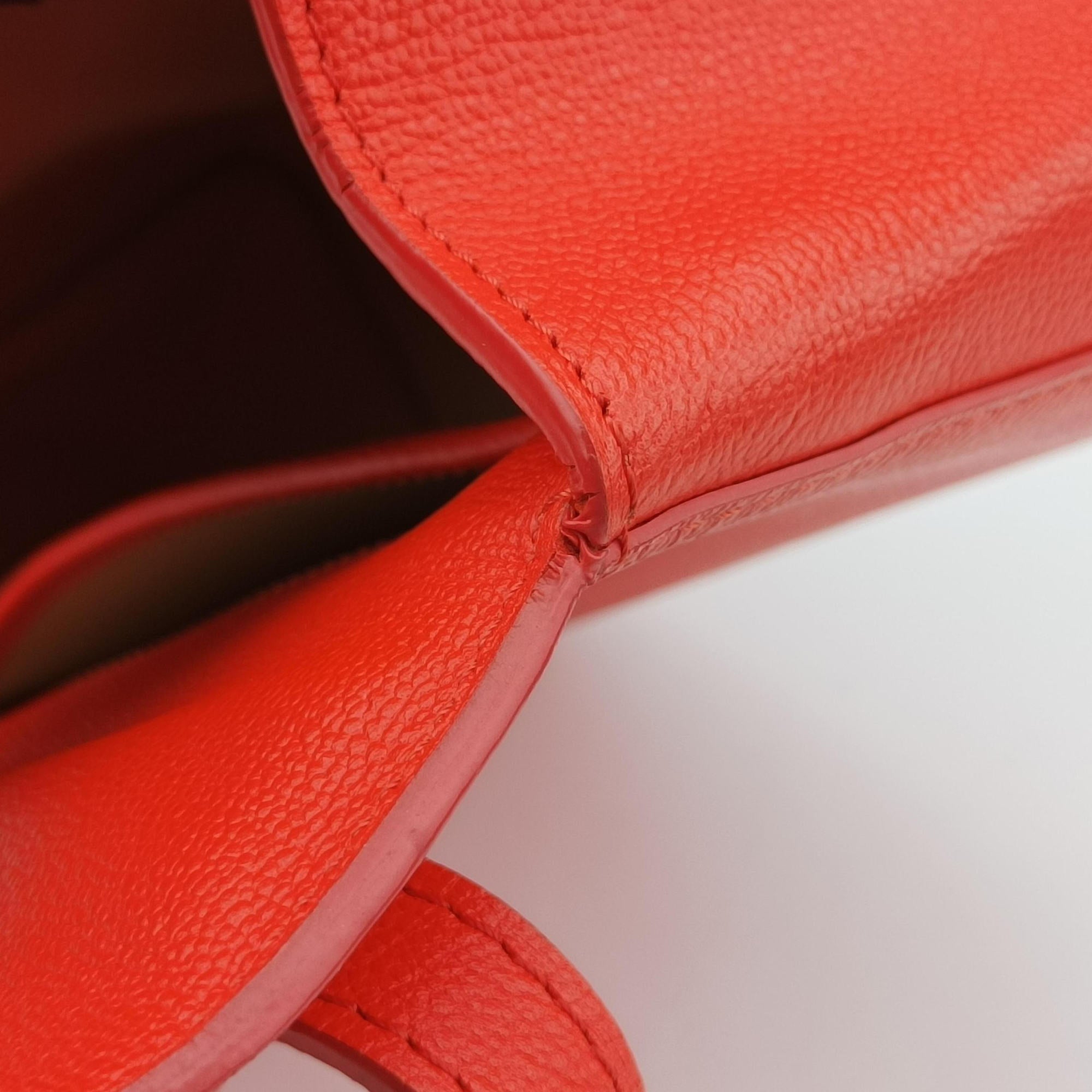 Pre-owned Delvaux Simplissime City PM Orange red leather  shoulderbag | stylenewstar