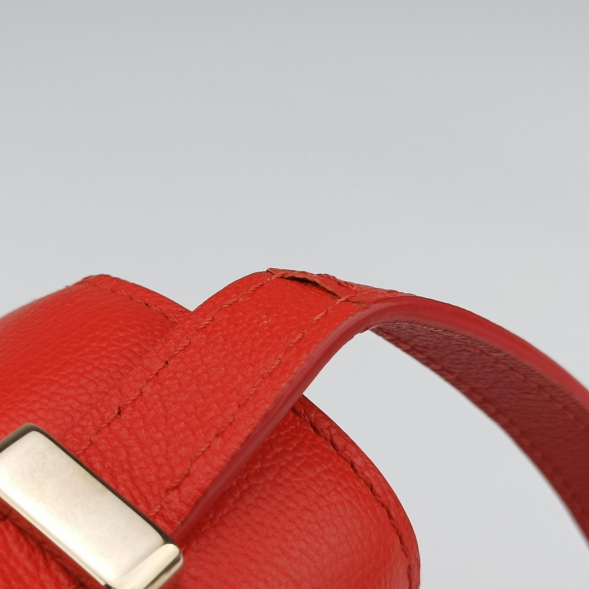 Pre-owned Delvaux Simplissime City PM Orange red leather  shoulderbag | stylenewstar