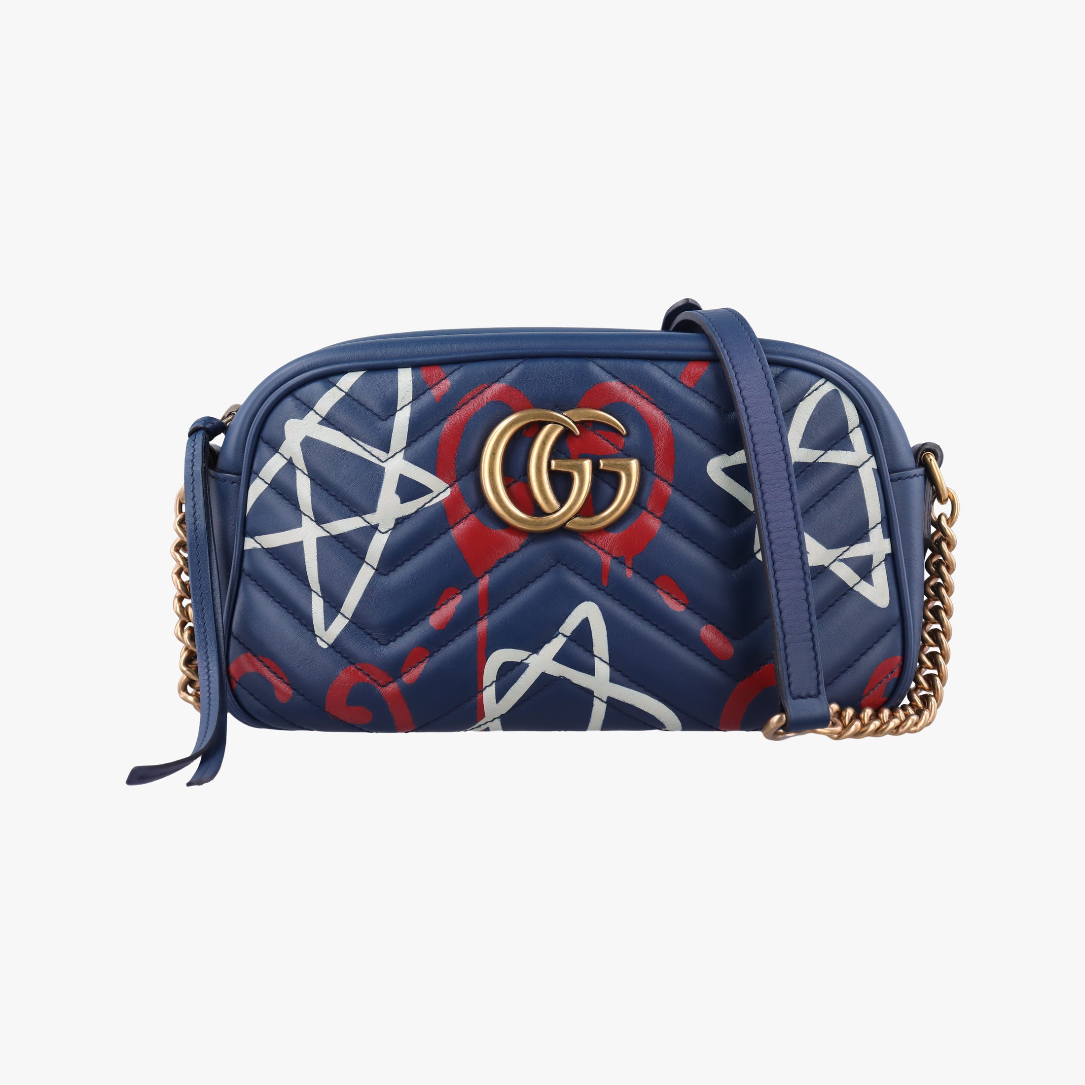 Secondhand Gucci GG Marmont Navy×Multicolour Leather 447632 shoulderbag | stylenewstar