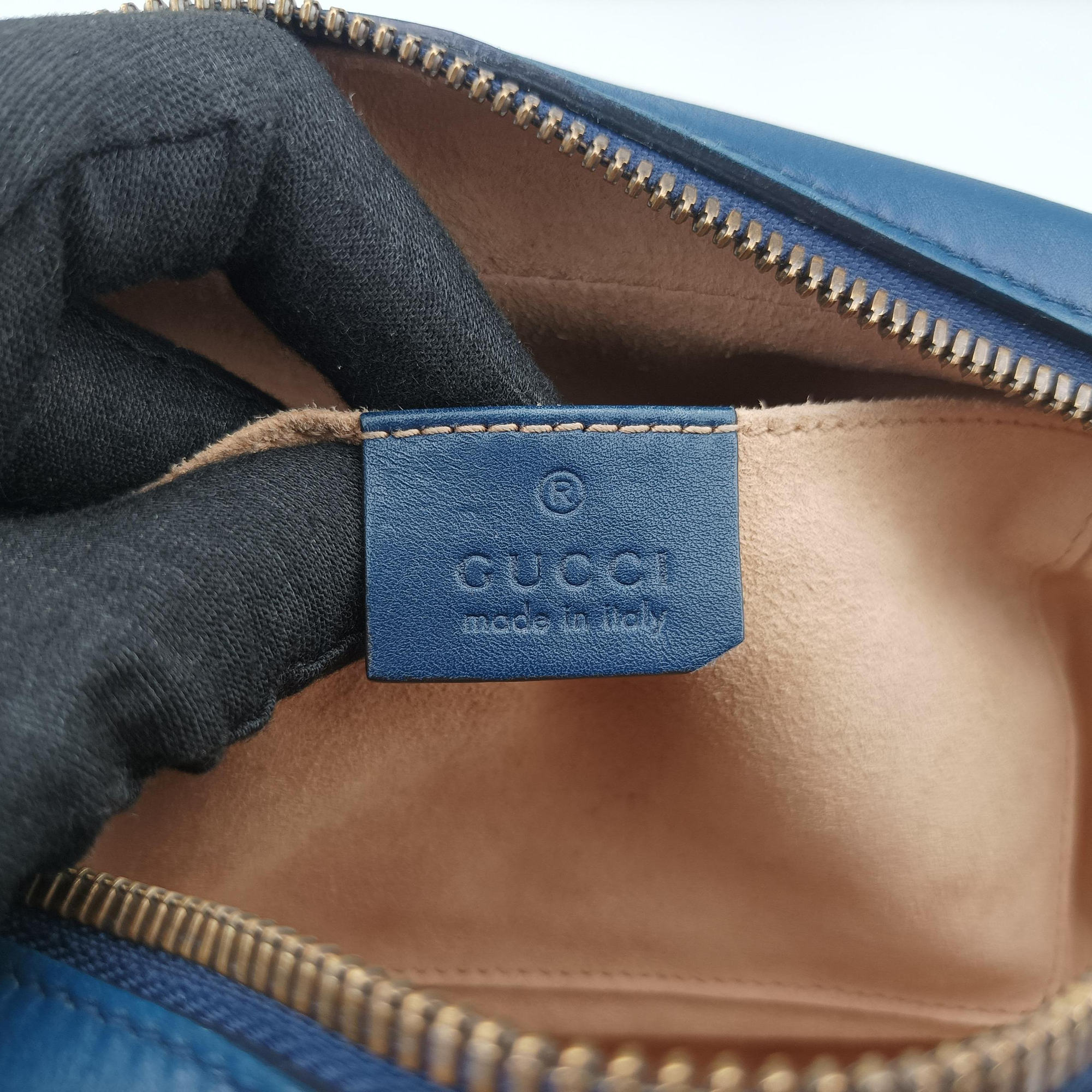 Secondhand Gucci GG Marmont Navy×Multicolour Leather 447632 shoulderbag | stylenewstar