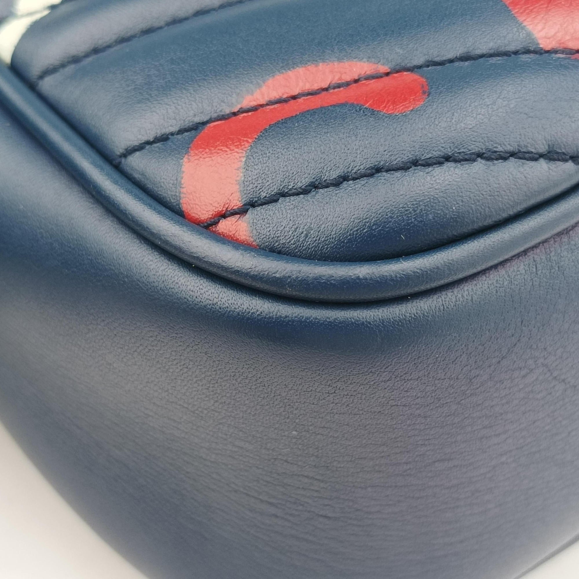Secondhand Gucci GG Marmont Navy×Multicolour Leather 447632 shoulderbag | stylenewstar