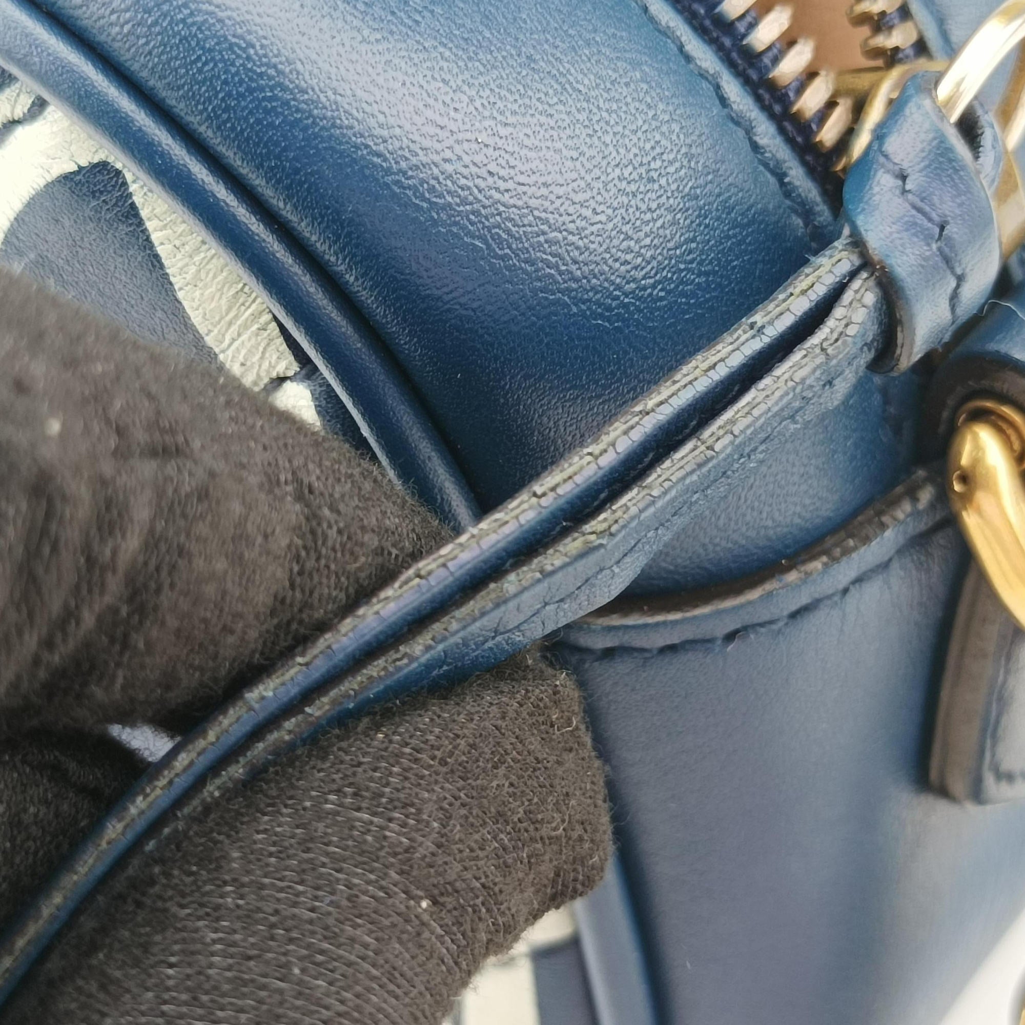 Secondhand Gucci GG Marmont Navy×Multicolour Leather 447632 shoulderbag | stylenewstar