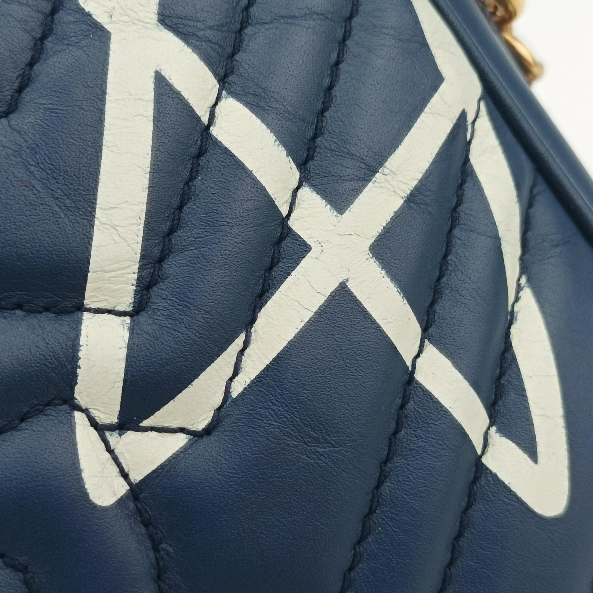 Secondhand Gucci GG Marmont Navy×Multicolour Leather 447632 shoulderbag | stylenewstar
