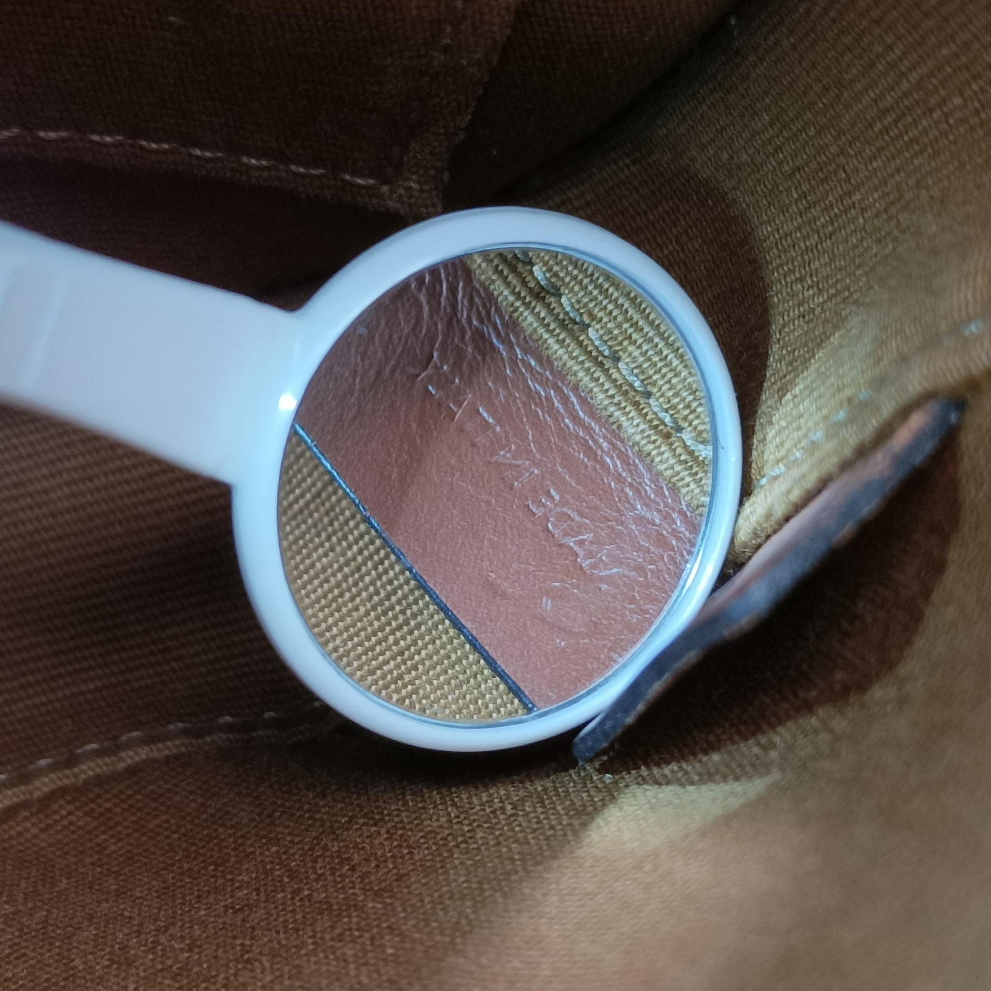 Vintage Celine Triomphe Mini Besace White×brown PVC coated canvas  shoulderbag | stylenewstar