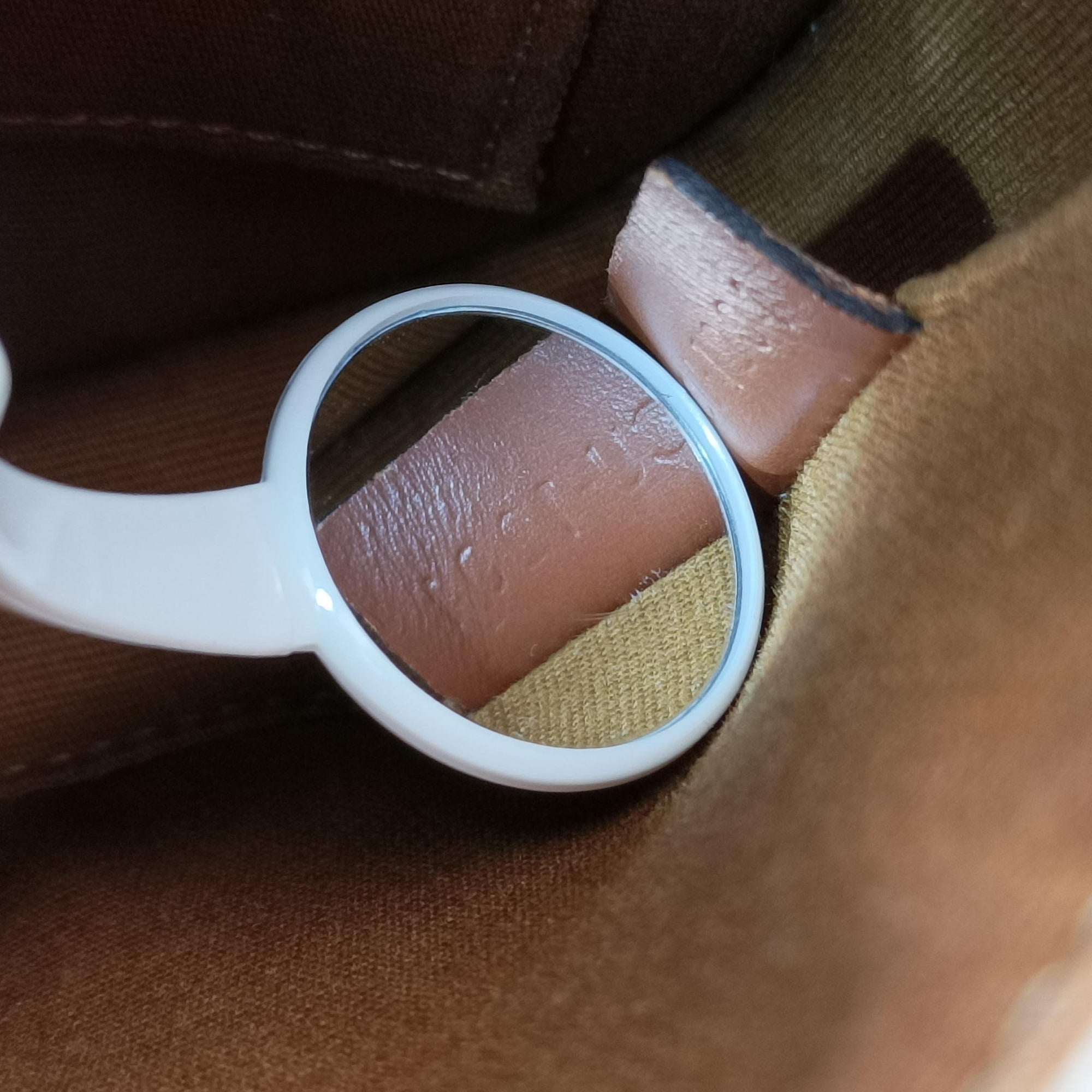 Vintage Celine Triomphe Mini Besace White×brown PVC coated canvas  shoulderbag | stylenewstar