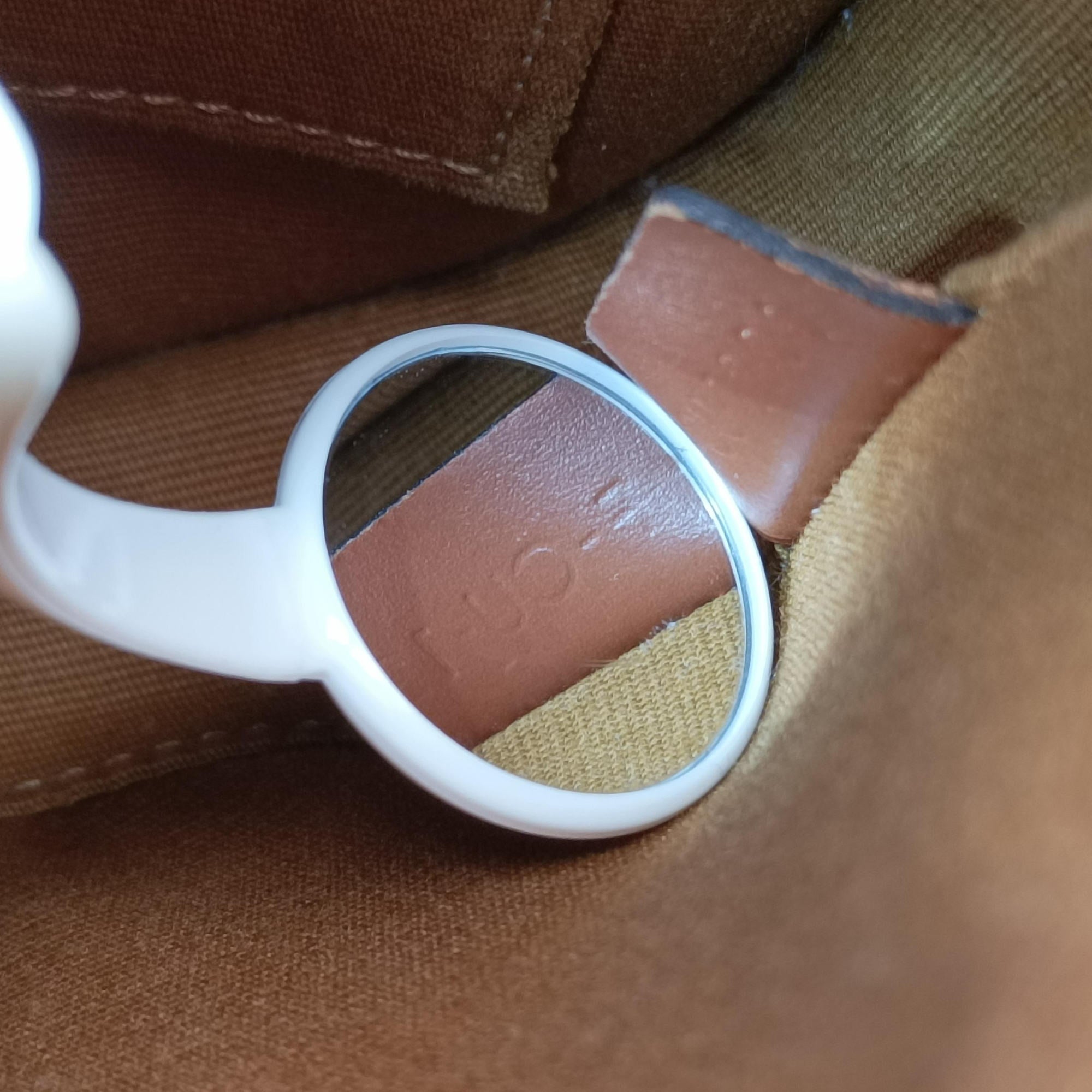 Vintage Celine Triomphe Mini Besace White×brown PVC coated canvas  shoulderbag | stylenewstar