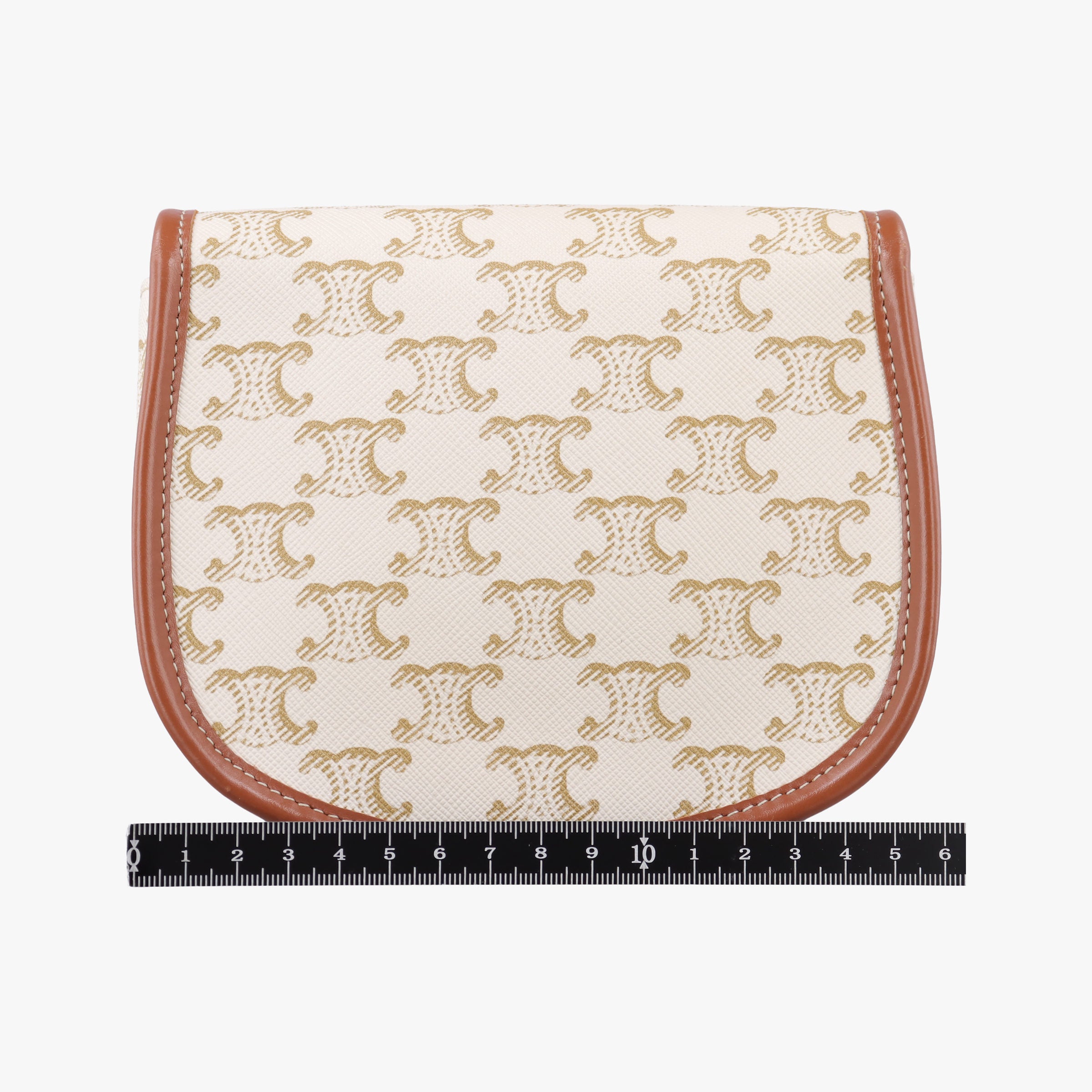 Vintage Celine Triomphe Mini Besace White×brown PVC coated canvas  shoulderbag | stylenewstar