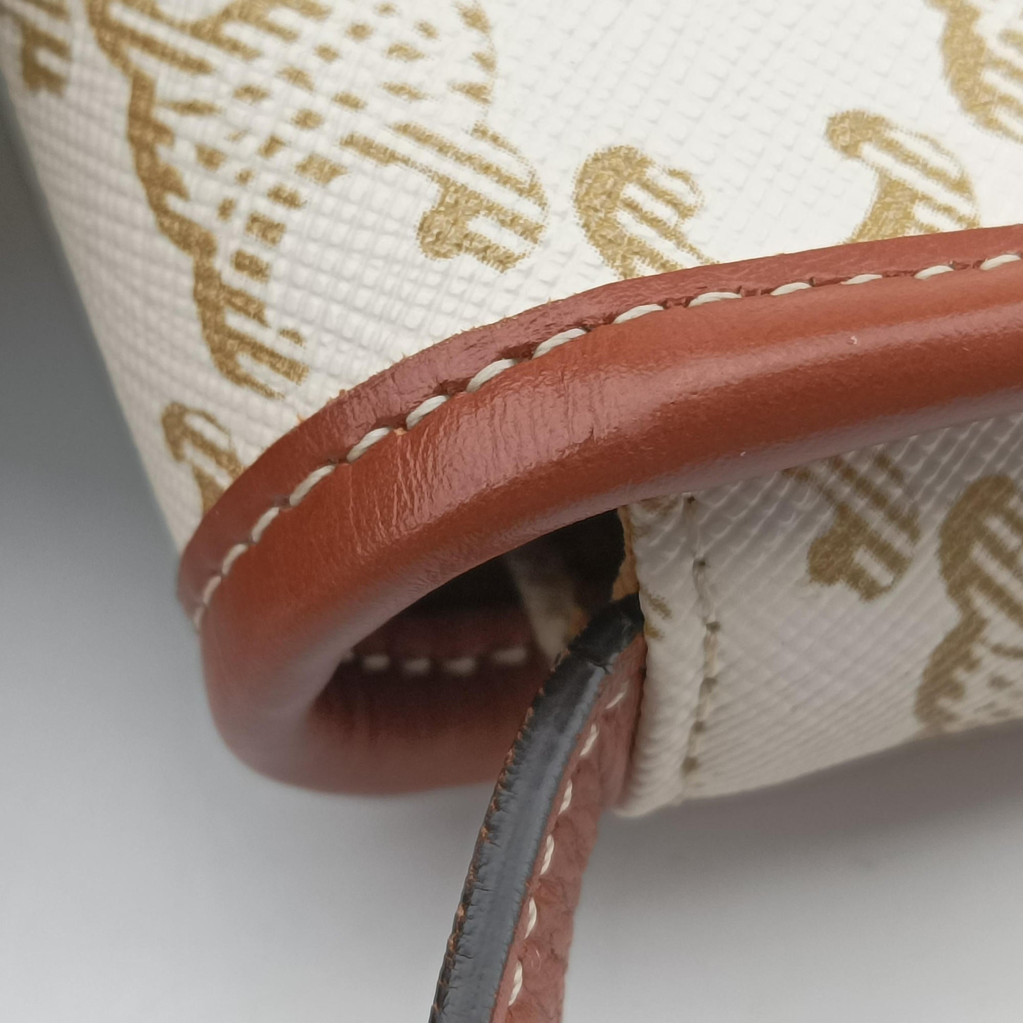 Vintage Celine Triomphe Mini Besace White×brown PVC coated canvas  shoulderbag | stylenewstar