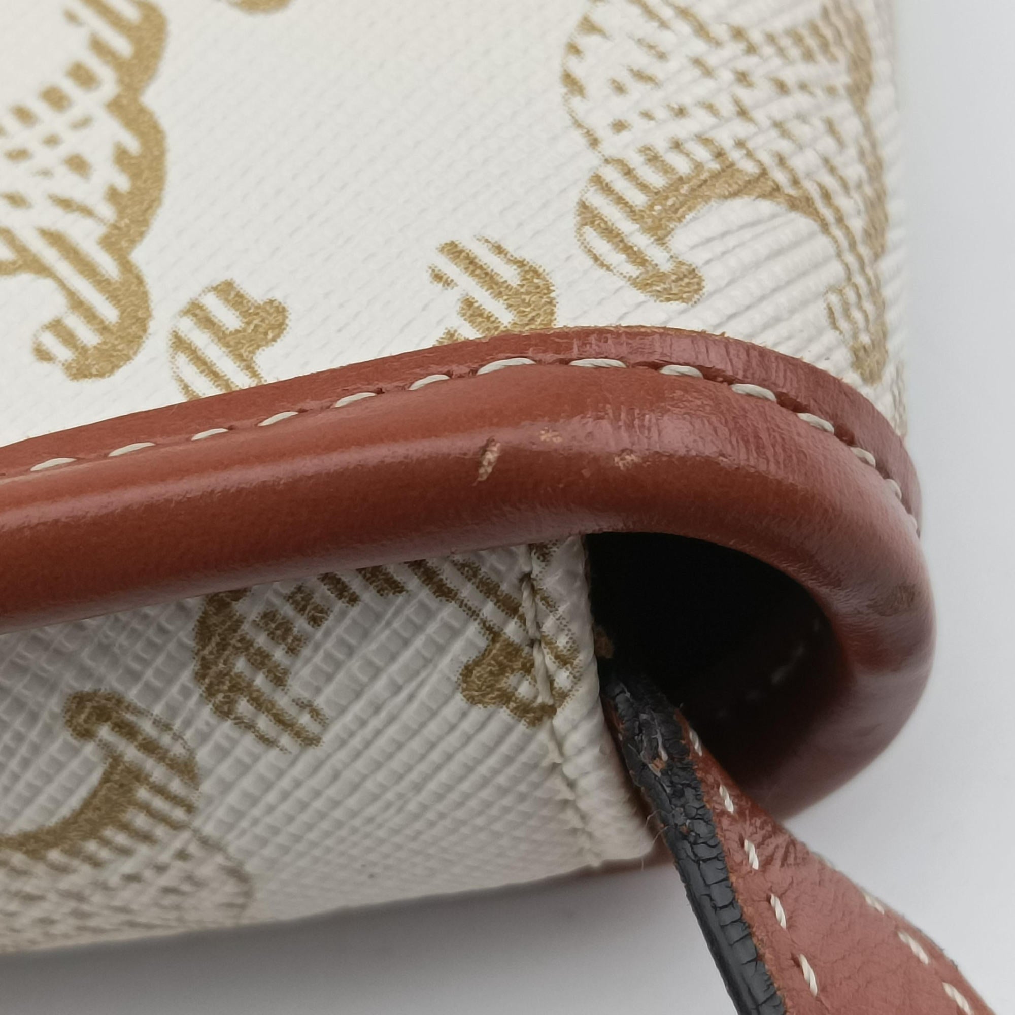 Vintage Celine Triomphe Mini Besace White×brown PVC coated canvas  shoulderbag | stylenewstar