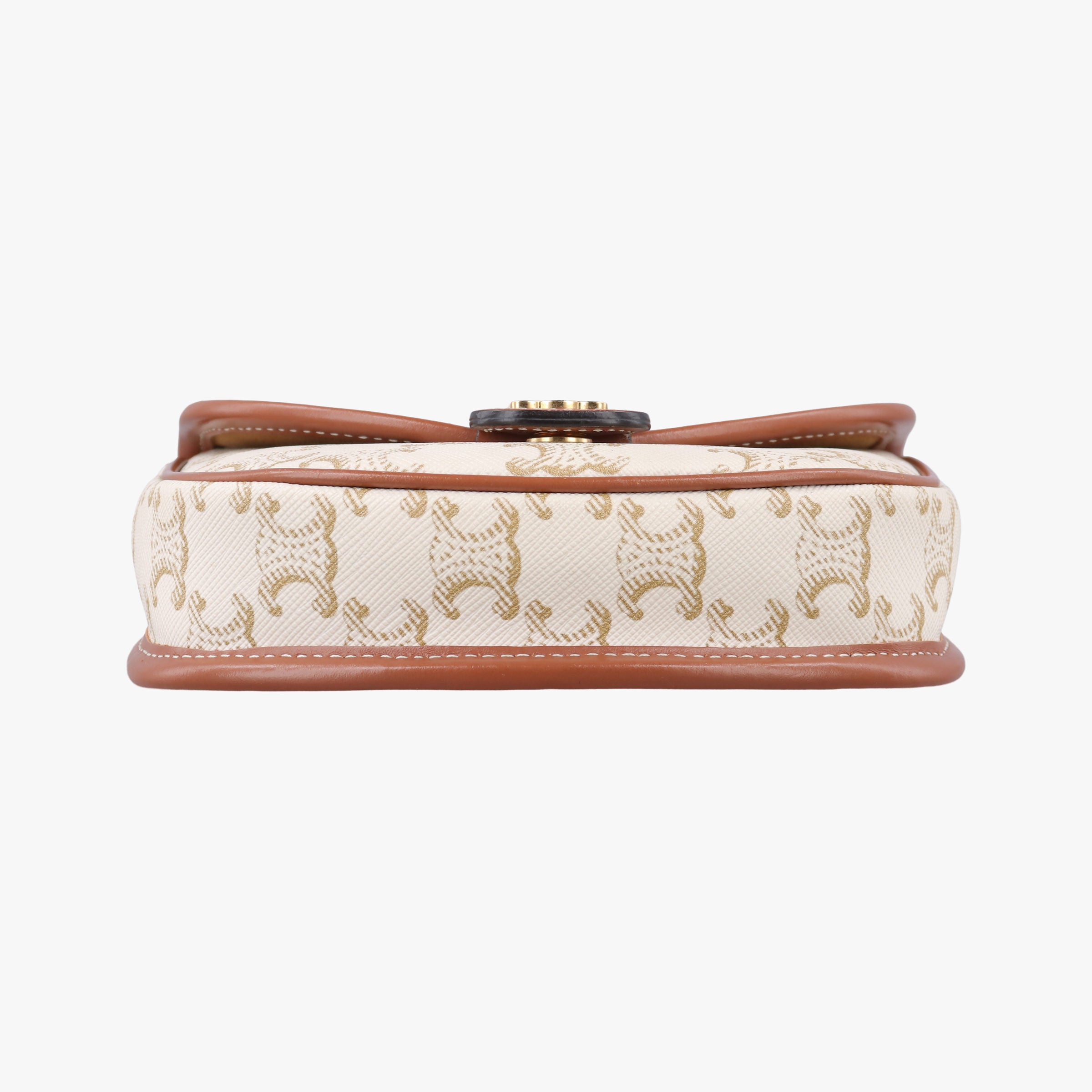 Vintage Celine Triomphe Mini Besace White×brown PVC coated canvas  shoulderbag | stylenewstar