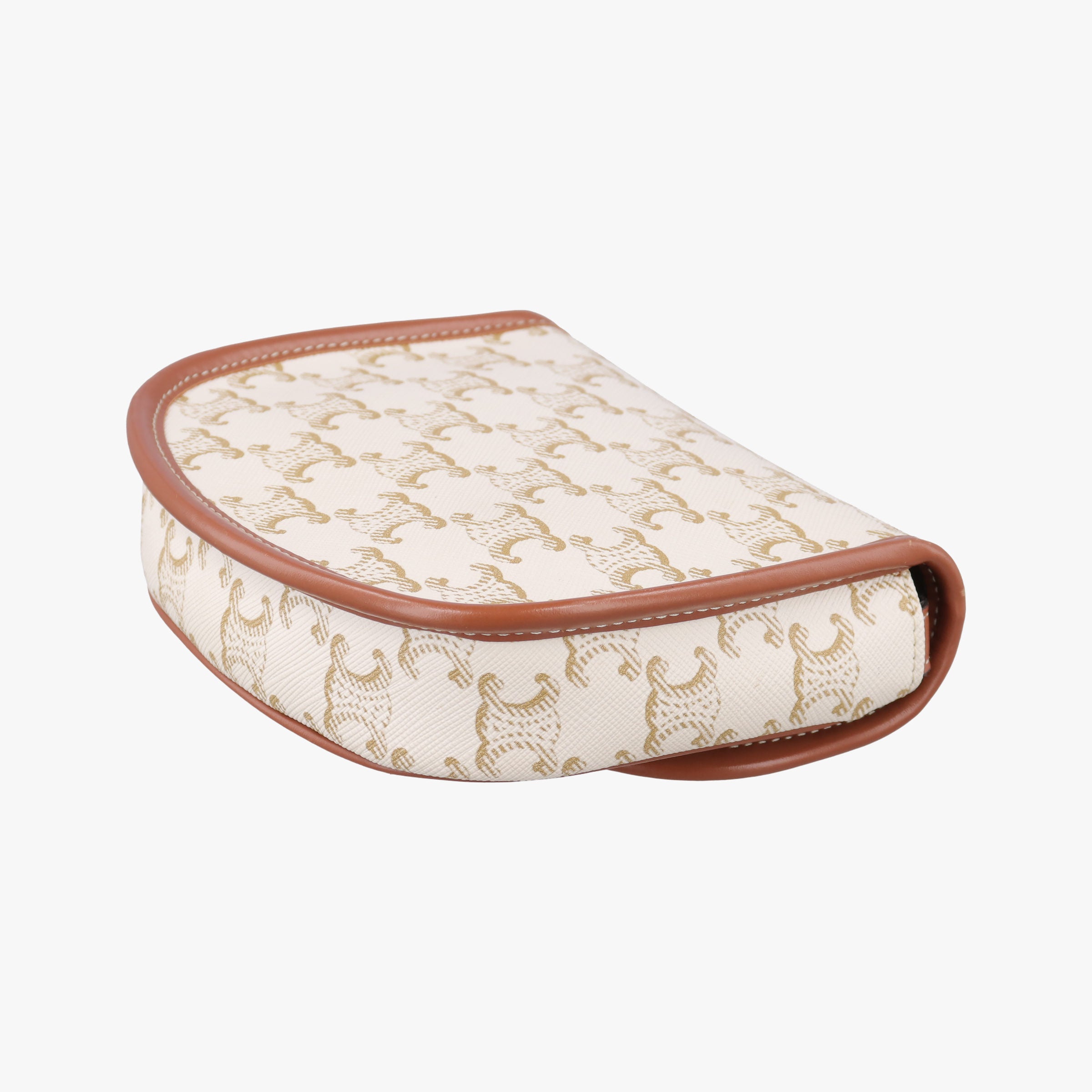 Vintage Celine Triomphe Mini Besace White×brown PVC coated canvas  shoulderbag | stylenewstar
