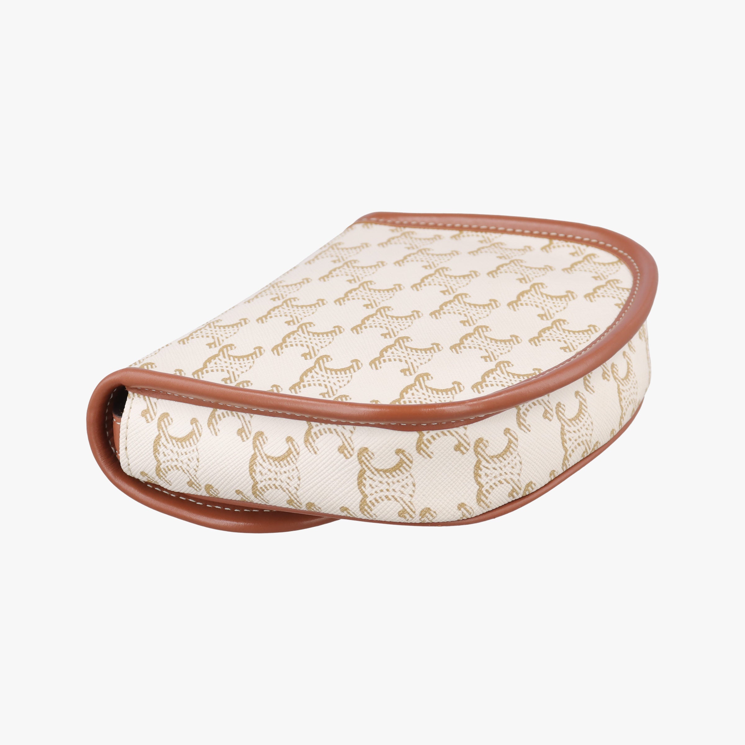 Vintage Celine Triomphe Mini Besace White×brown PVC coated canvas  shoulderbag | stylenewstar