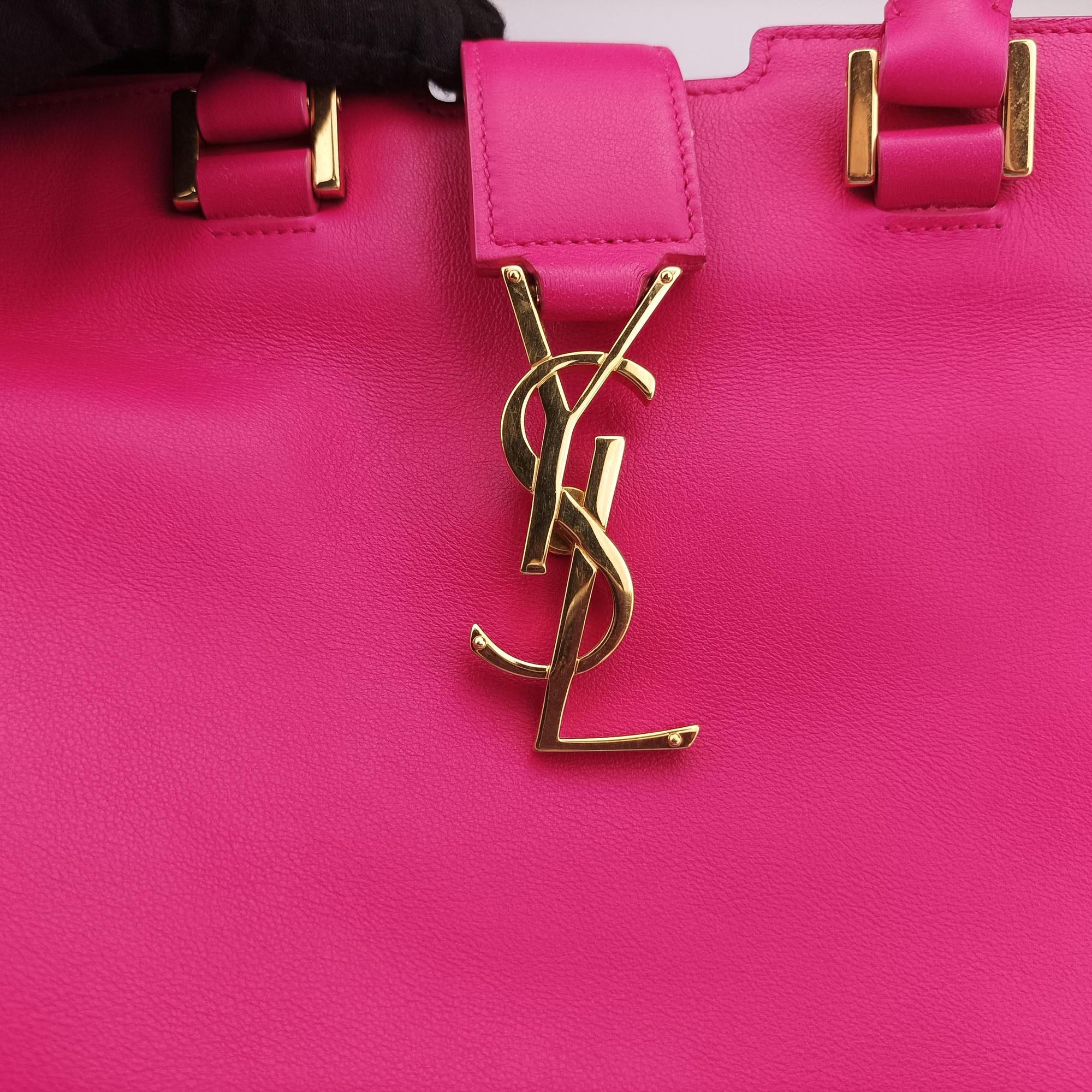 Pre-owned Yves Saint Laurent BABY CABAS Rose Leather 394461 shoulderbag | stylenewstar