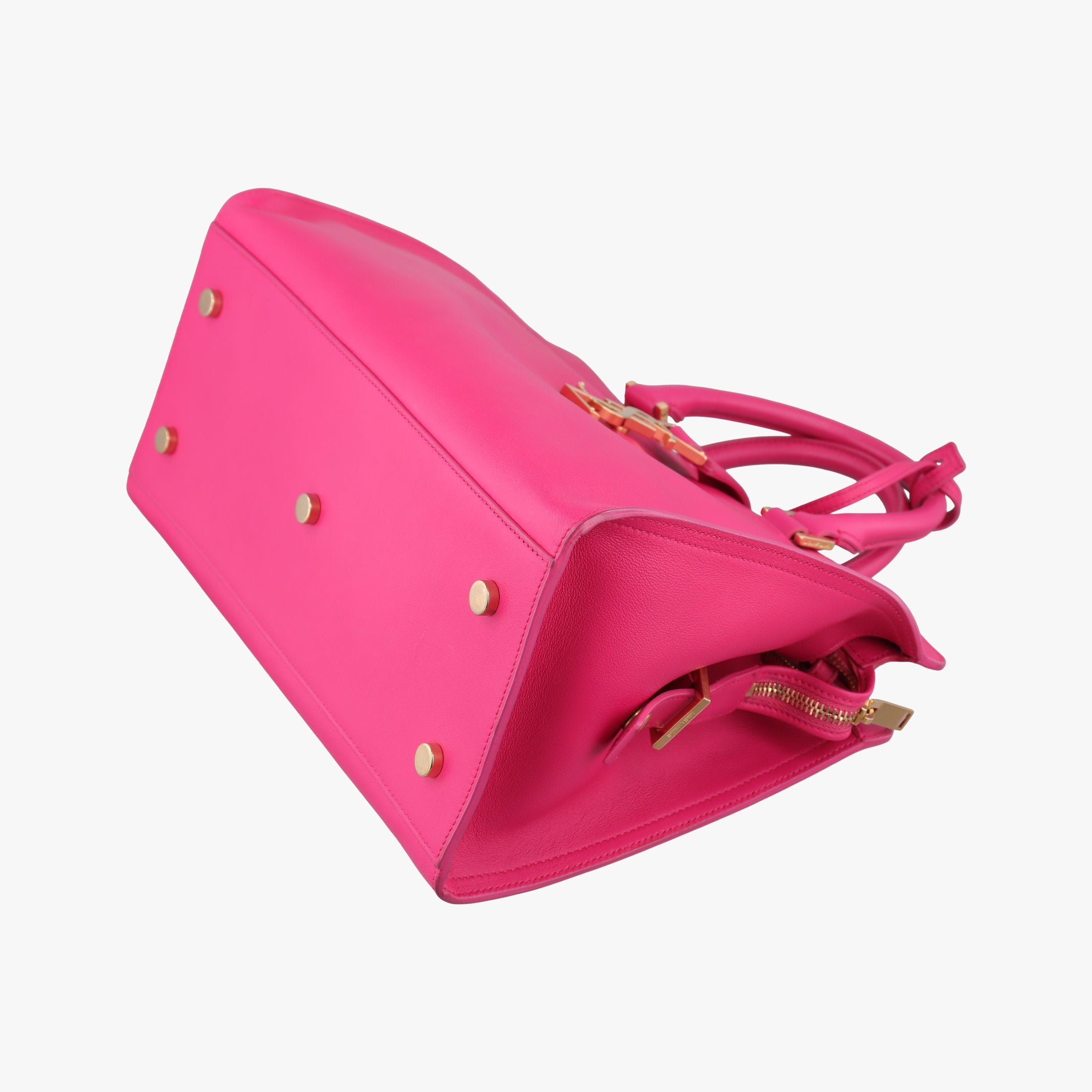 Pre-owned Yves Saint Laurent BABY CABAS Rose Leather 394461 shoulderbag | stylenewstar