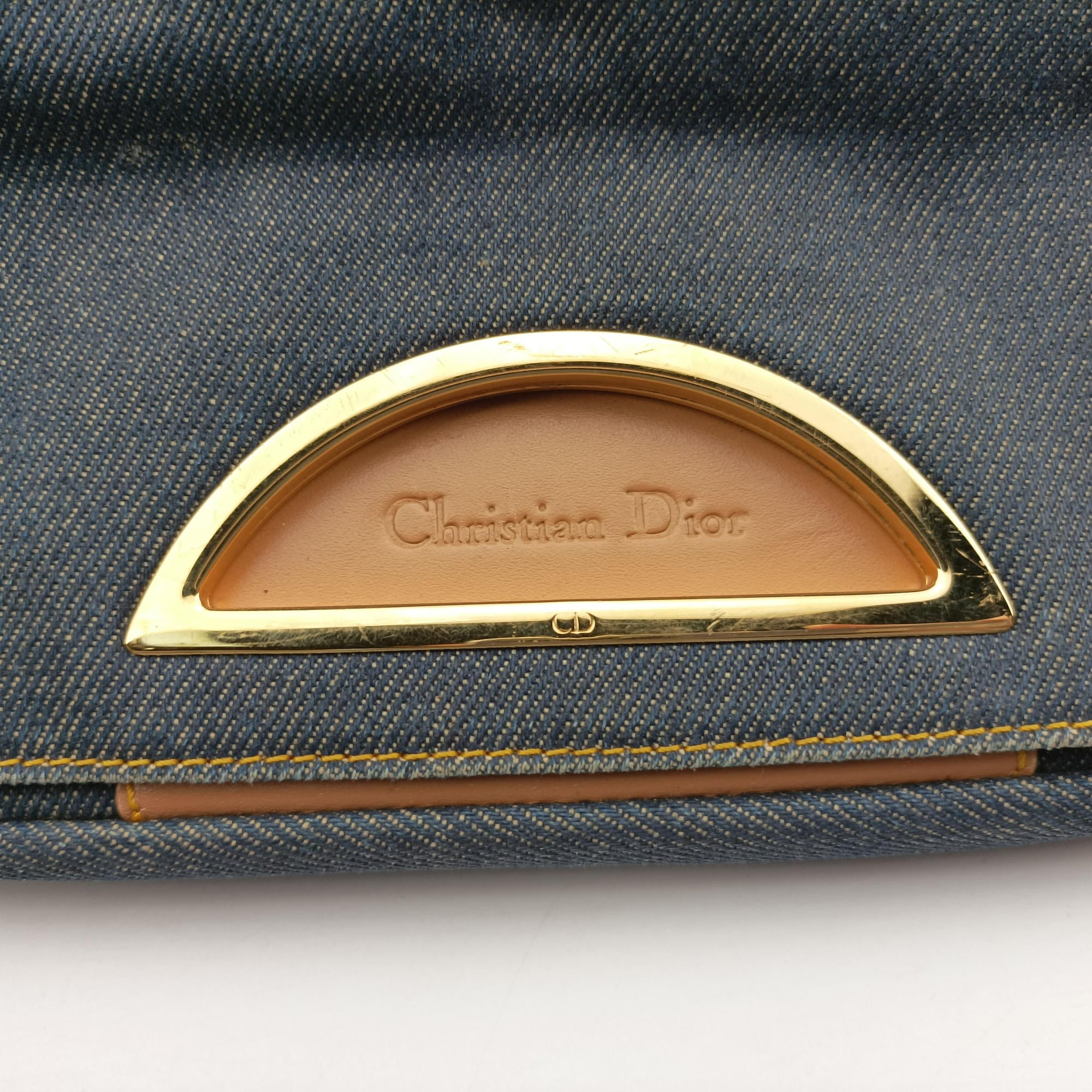 Pre-owned Christian Dior Marispearl Navy denim  shoulderbag | stylenewstar