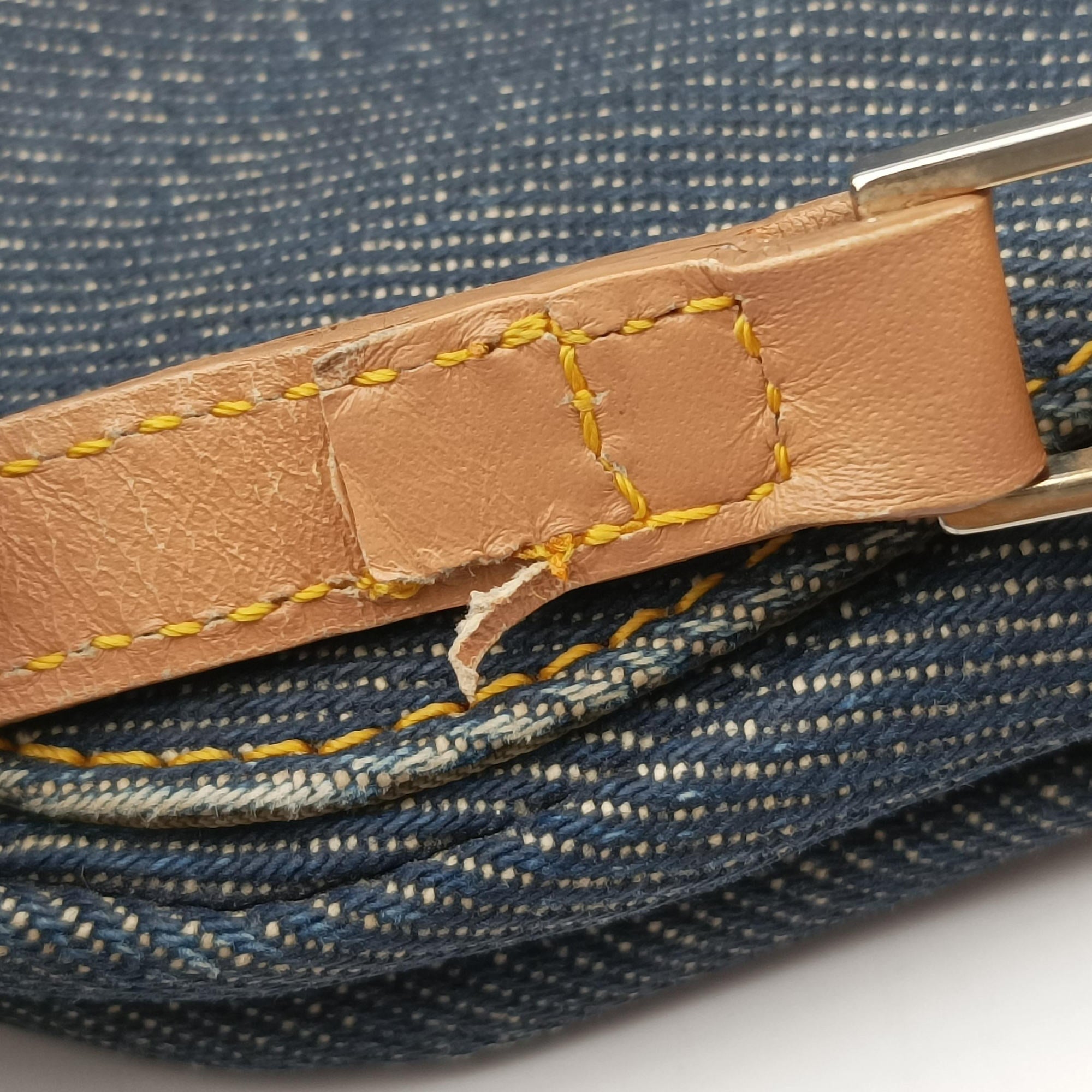 Pre-owned Christian Dior Marispearl Navy denim  shoulderbag | stylenewstar
