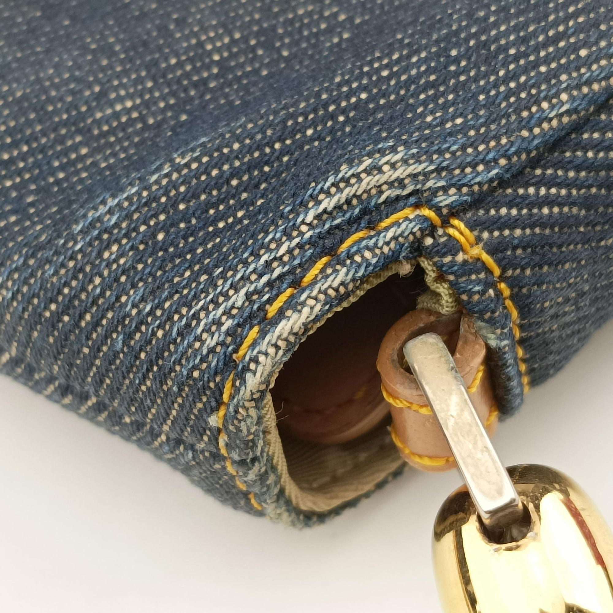 Pre-owned Christian Dior Marispearl Navy denim  shoulderbag | stylenewstar