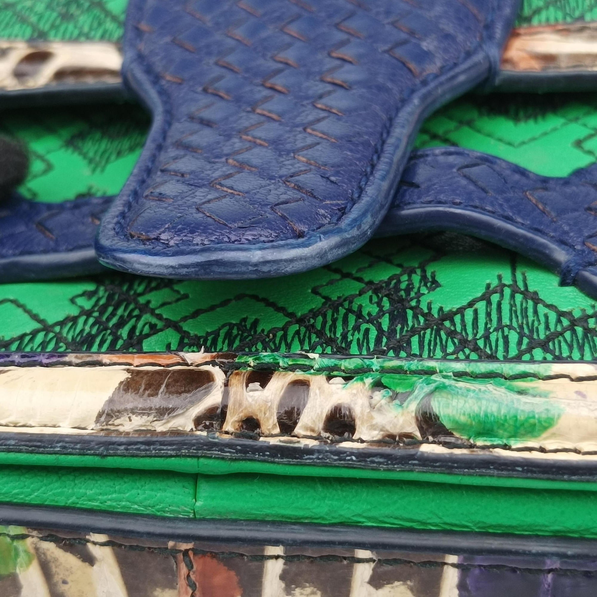 Vintage Bottega Veneta intrecciato Green Leather x Snake skin  shoulderbag | stylenewstar