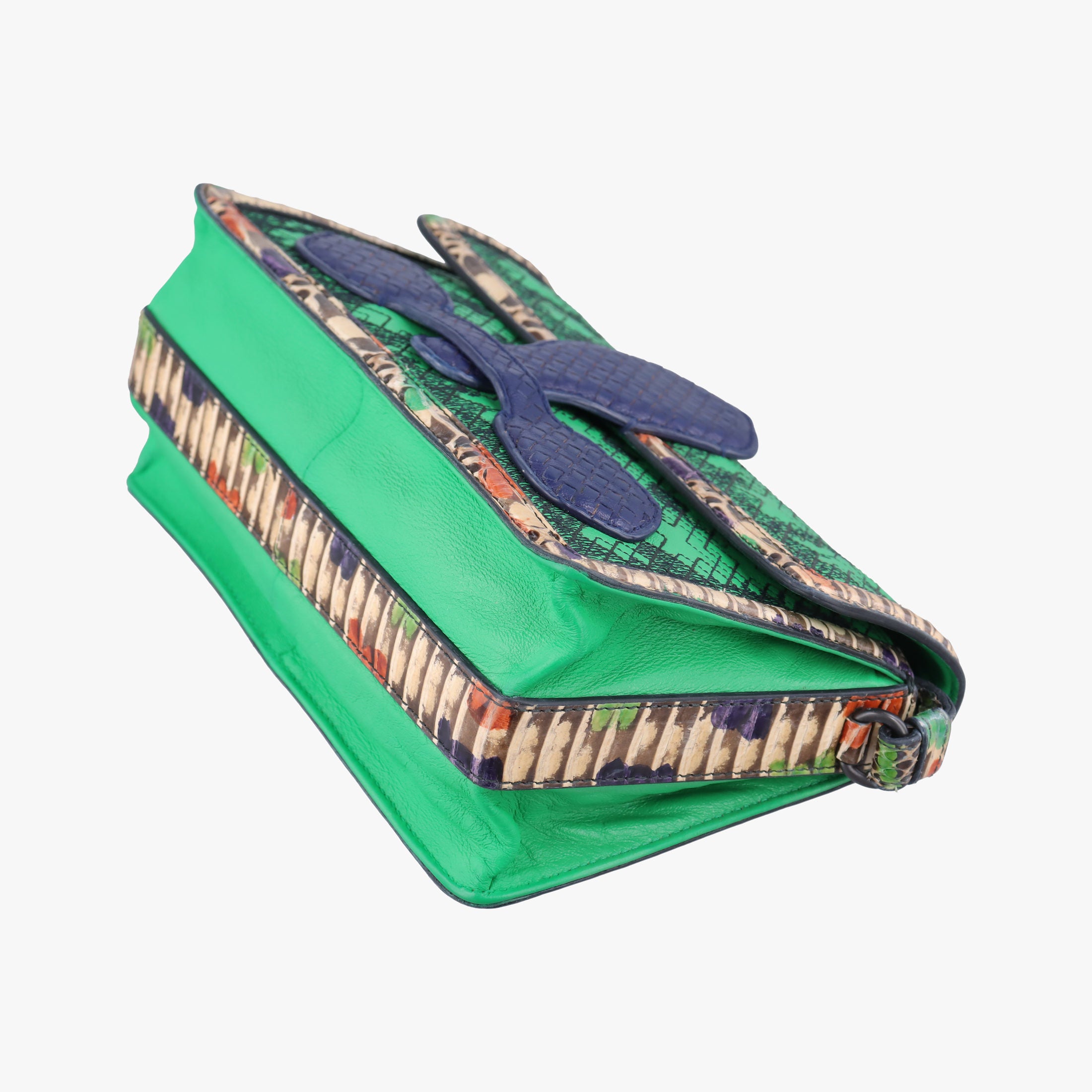 Vintage Bottega Veneta intrecciato Green Leather x Snake skin  shoulderbag | stylenewstar