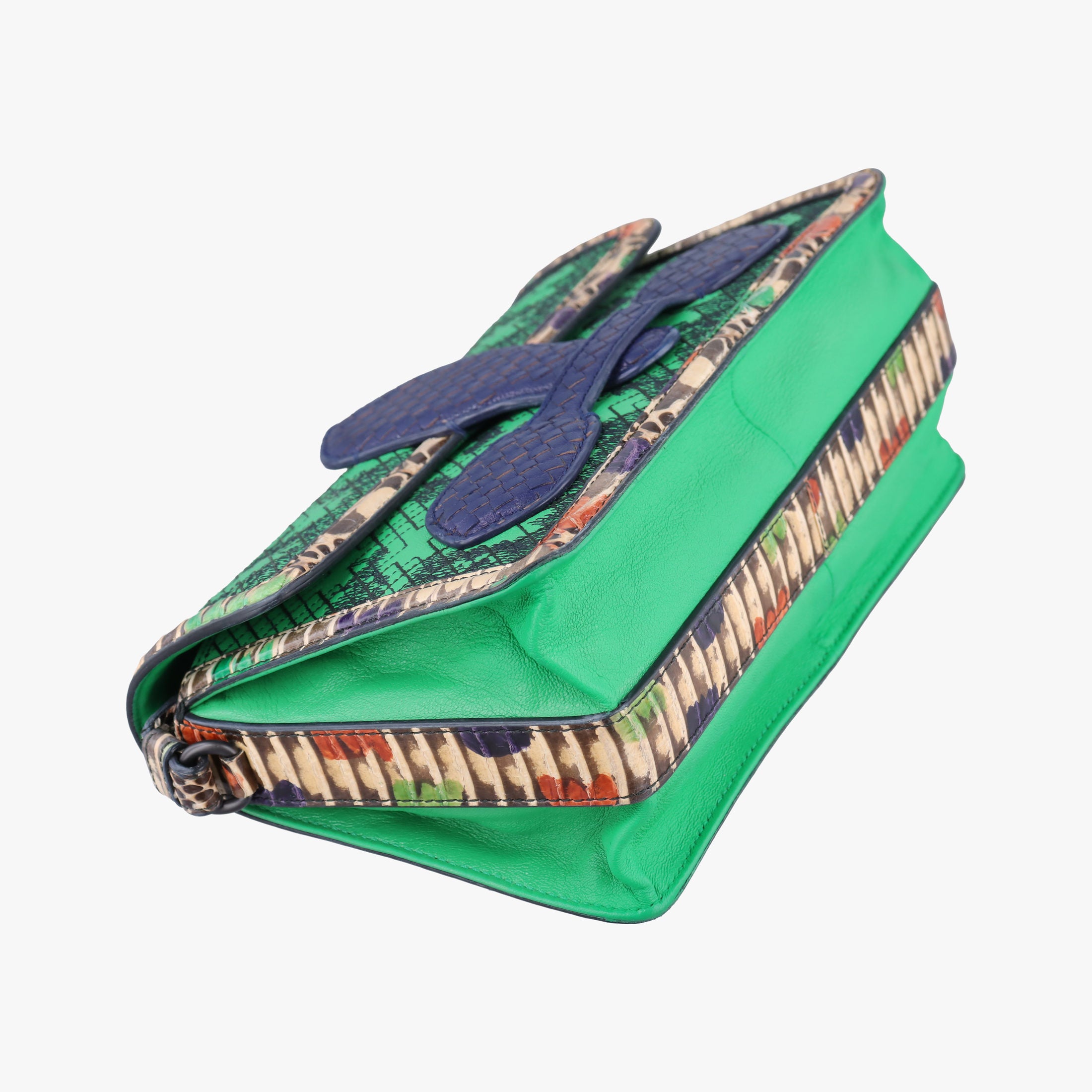 Vintage Bottega Veneta intrecciato Green Leather x Snake skin  shoulderbag | stylenewstar