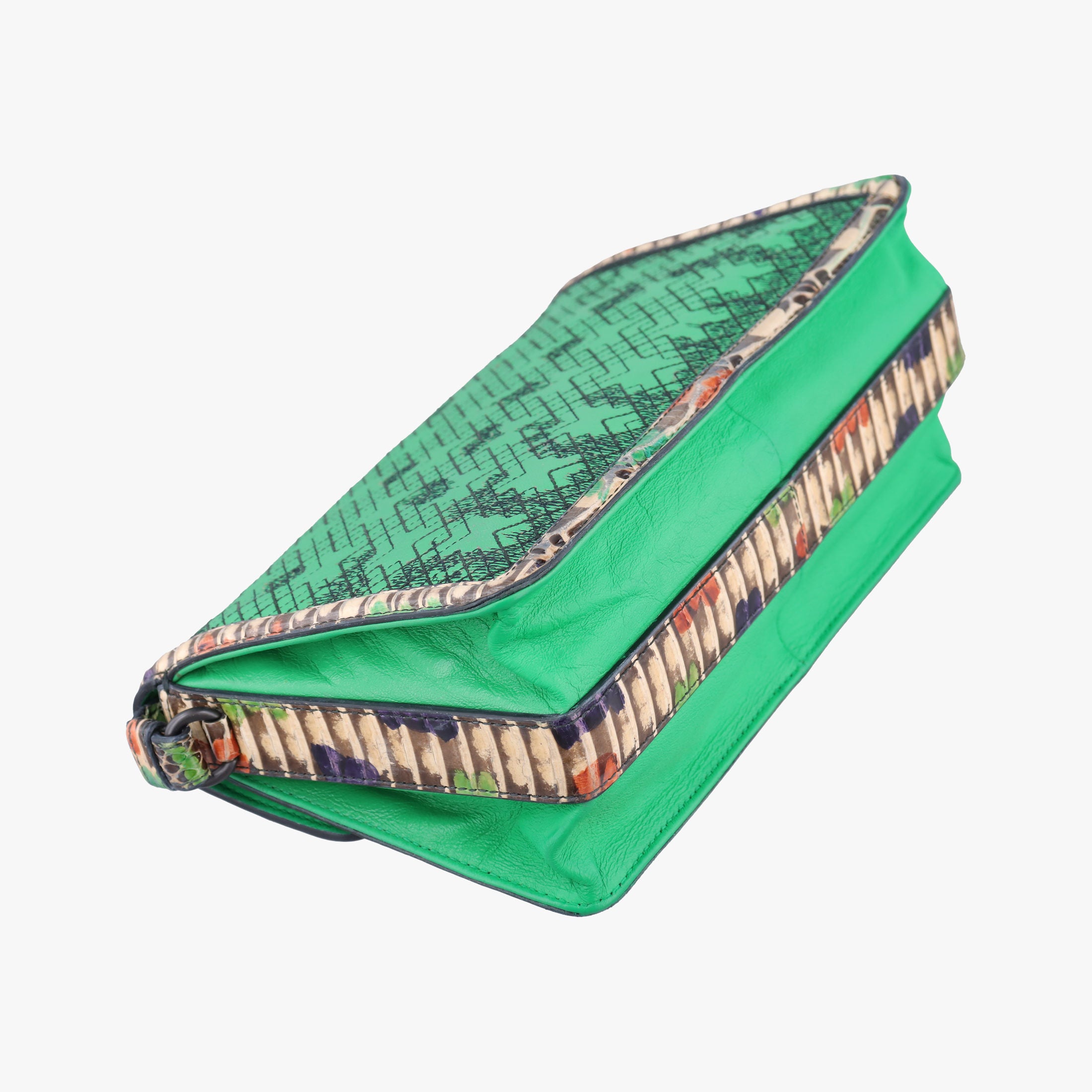 Vintage Bottega Veneta intrecciato Green Leather x Snake skin  shoulderbag | stylenewstar