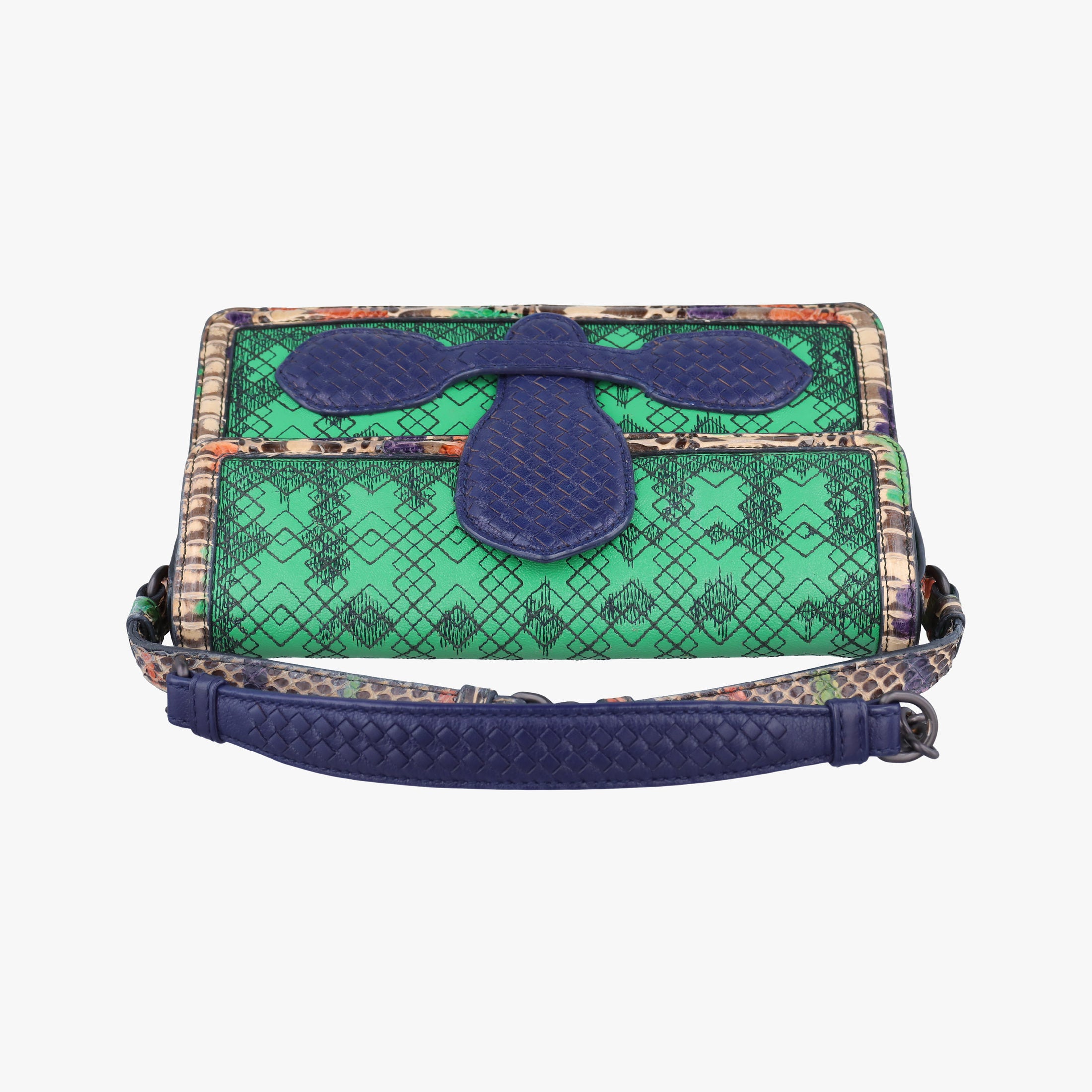 Vintage Bottega Veneta intrecciato Green Leather x Snake skin  shoulderbag | stylenewstar