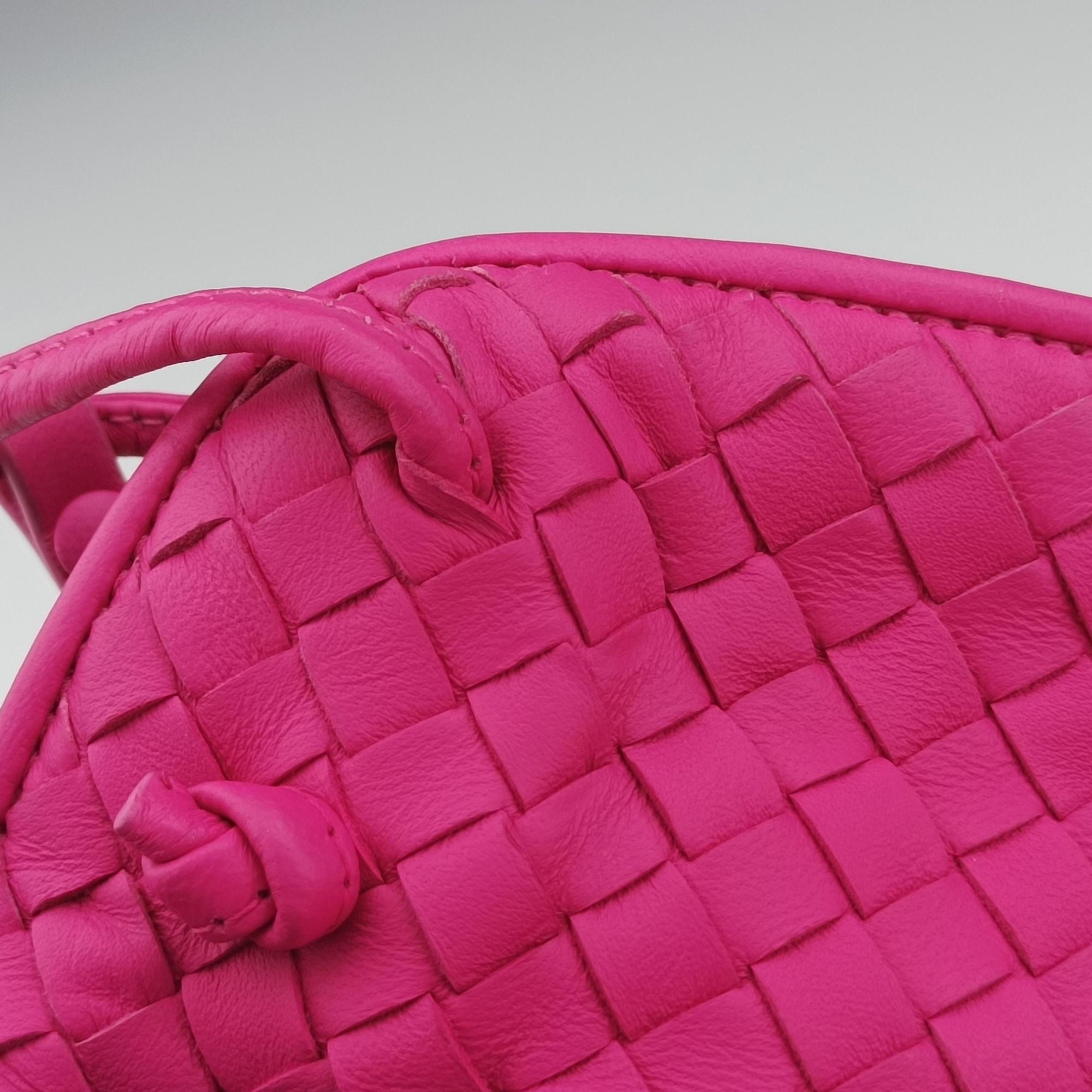 Pre-owned Bottega Veneta NODINI Intrecciato Rose lambskin  shoulderbag | stylenewstar