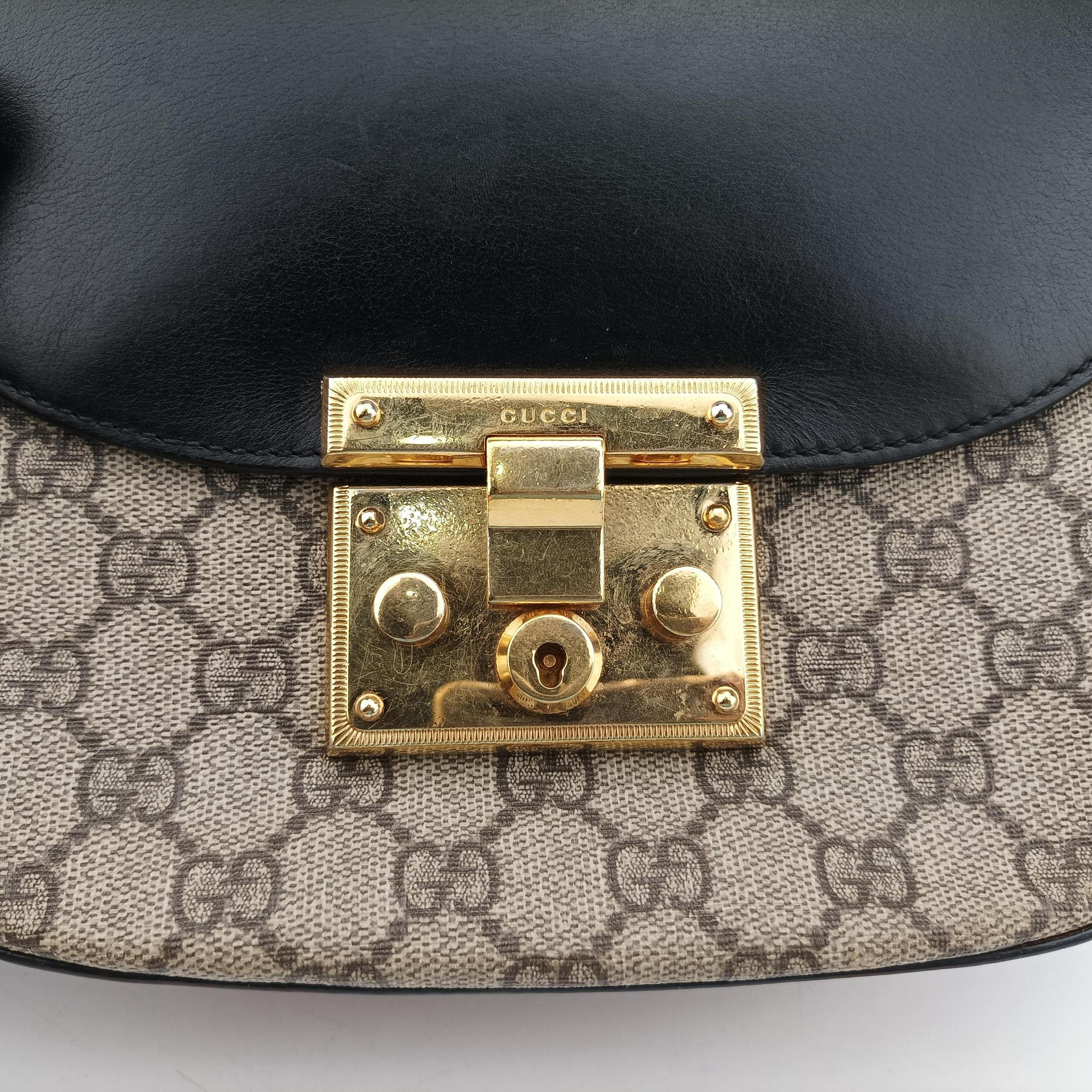 Pre-owned Gucci Padlock Guccissima Beige×Black PVC coated canvas×Leather 453189 shoulderbag | stylenewstar