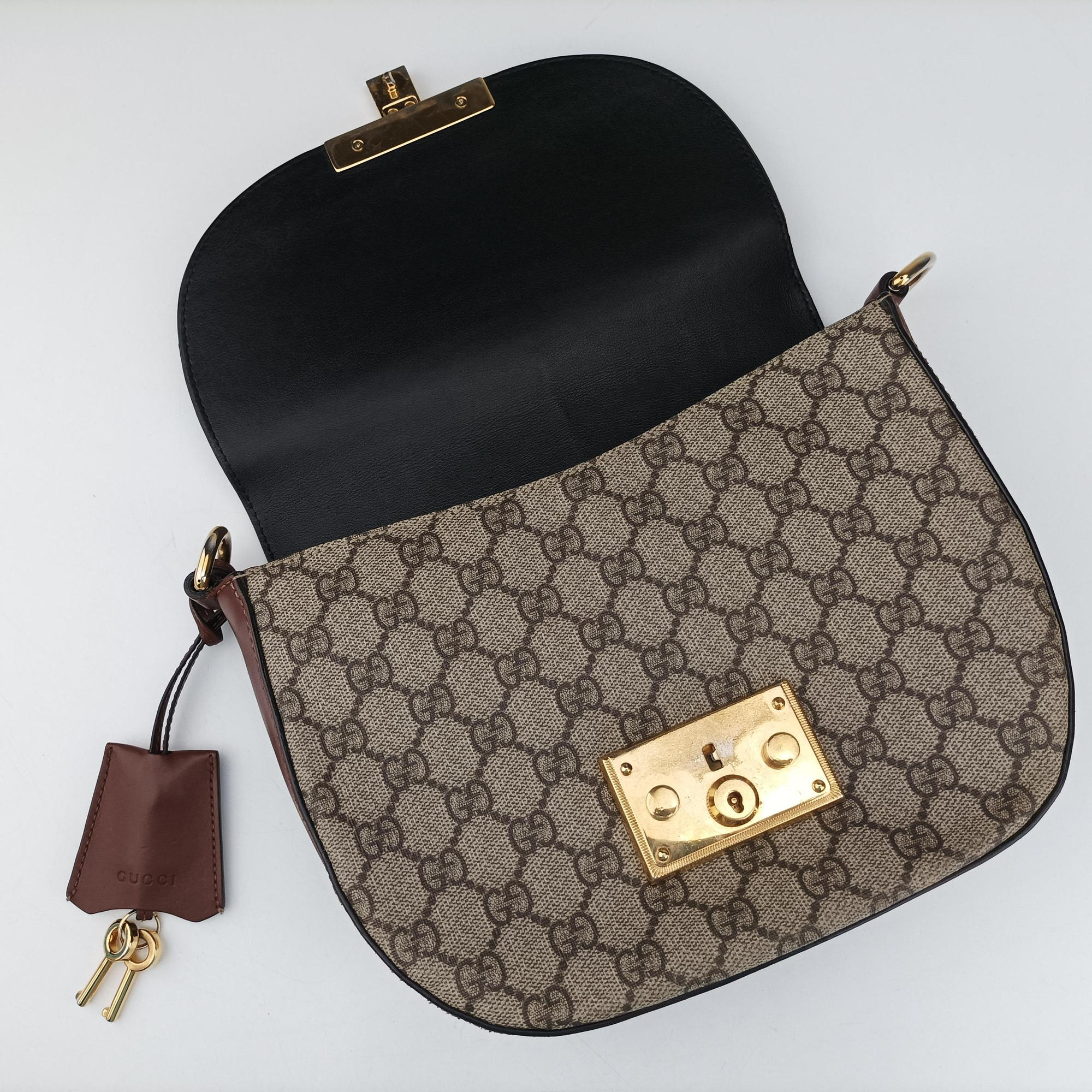 Pre-owned Gucci Padlock Guccissima Beige×Black PVC coated canvas×Leather 453189 shoulderbag | stylenewstar