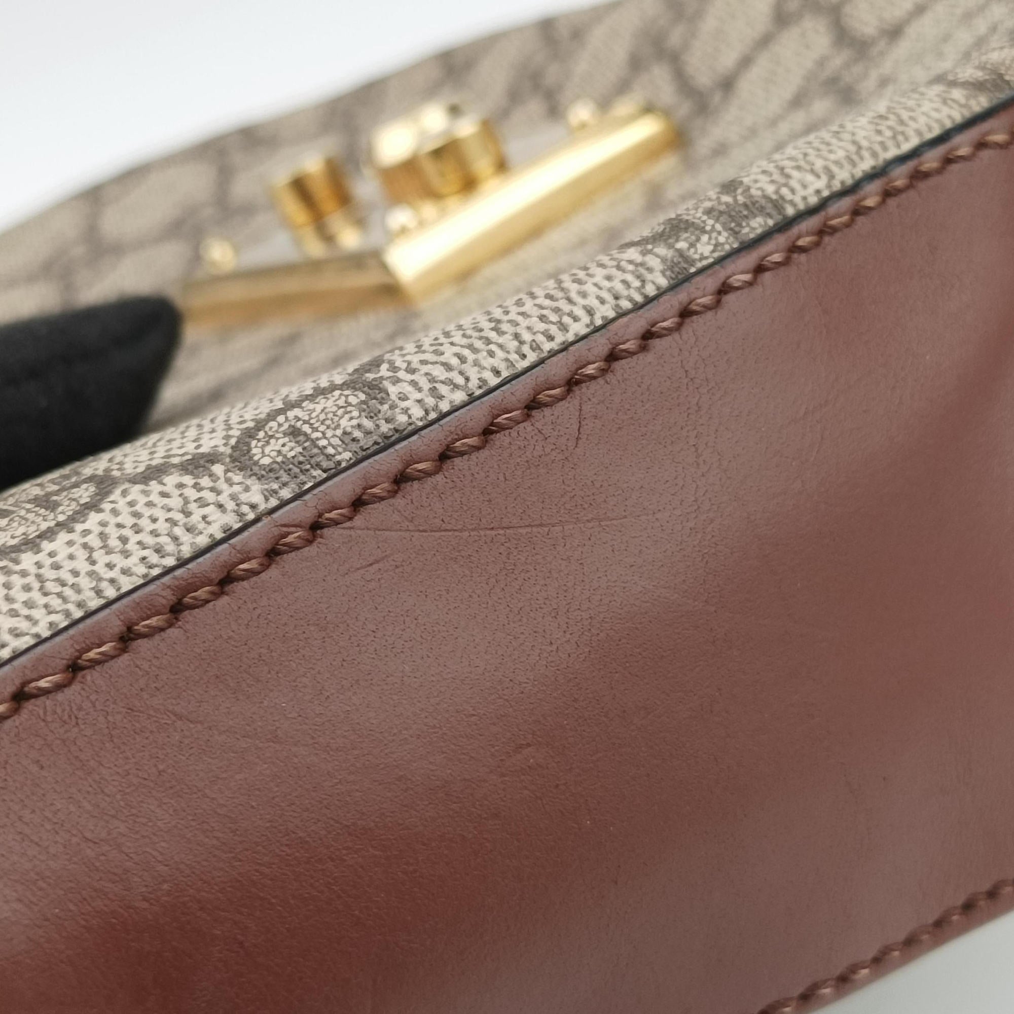 Pre-owned Gucci Padlock Guccissima Beige×Black PVC coated canvas×Leather 453189 shoulderbag | stylenewstar