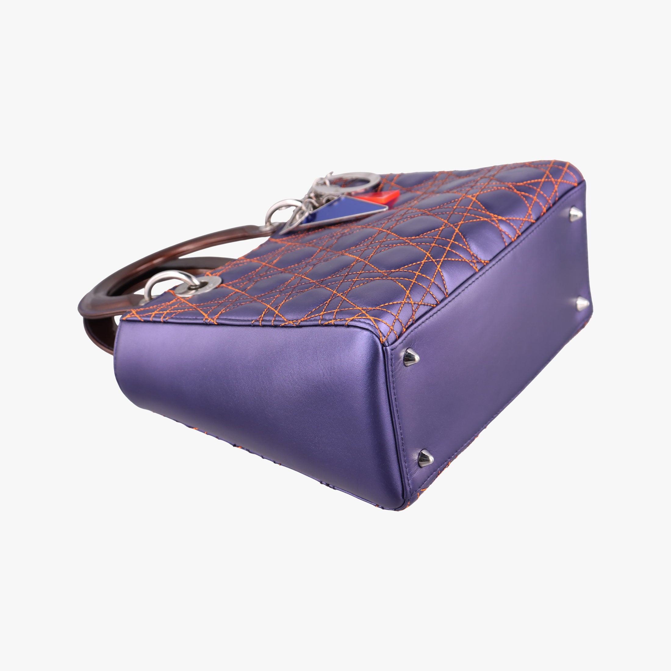 Pre-owned Christian Dior Lady Dior Purple×Orange×Brown Lambskin  shoulderbag | stylenewstar
