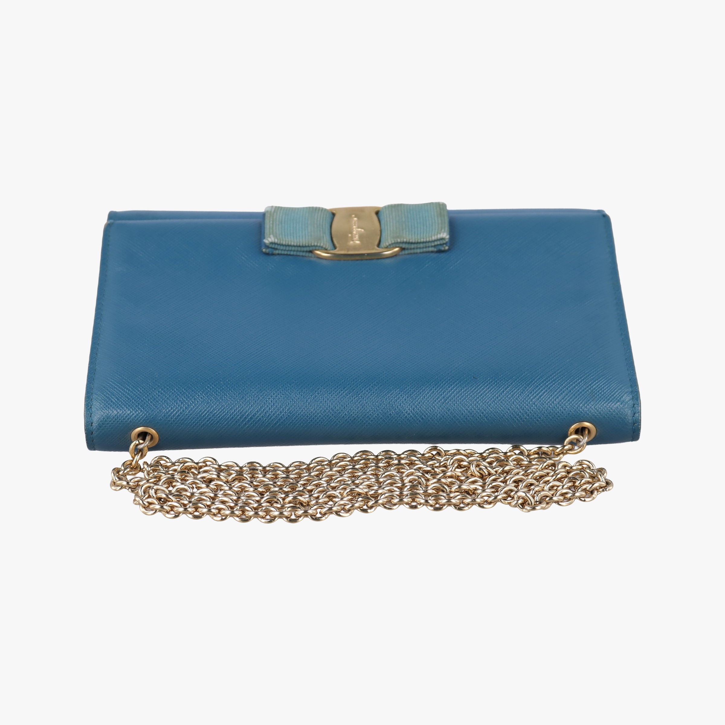Pre-owned Ferragamo Ginny Vara Blue Leather  shoulderbag | stylenewstar