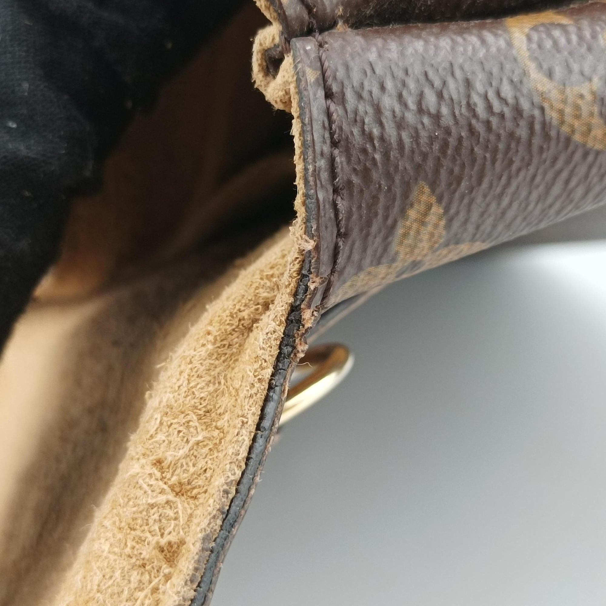 Pre-owned Louis Vuitton MARIGNAN brown×SESAME Monogram Canvas×calf leather M44259 shoulderbag | stylenewstar