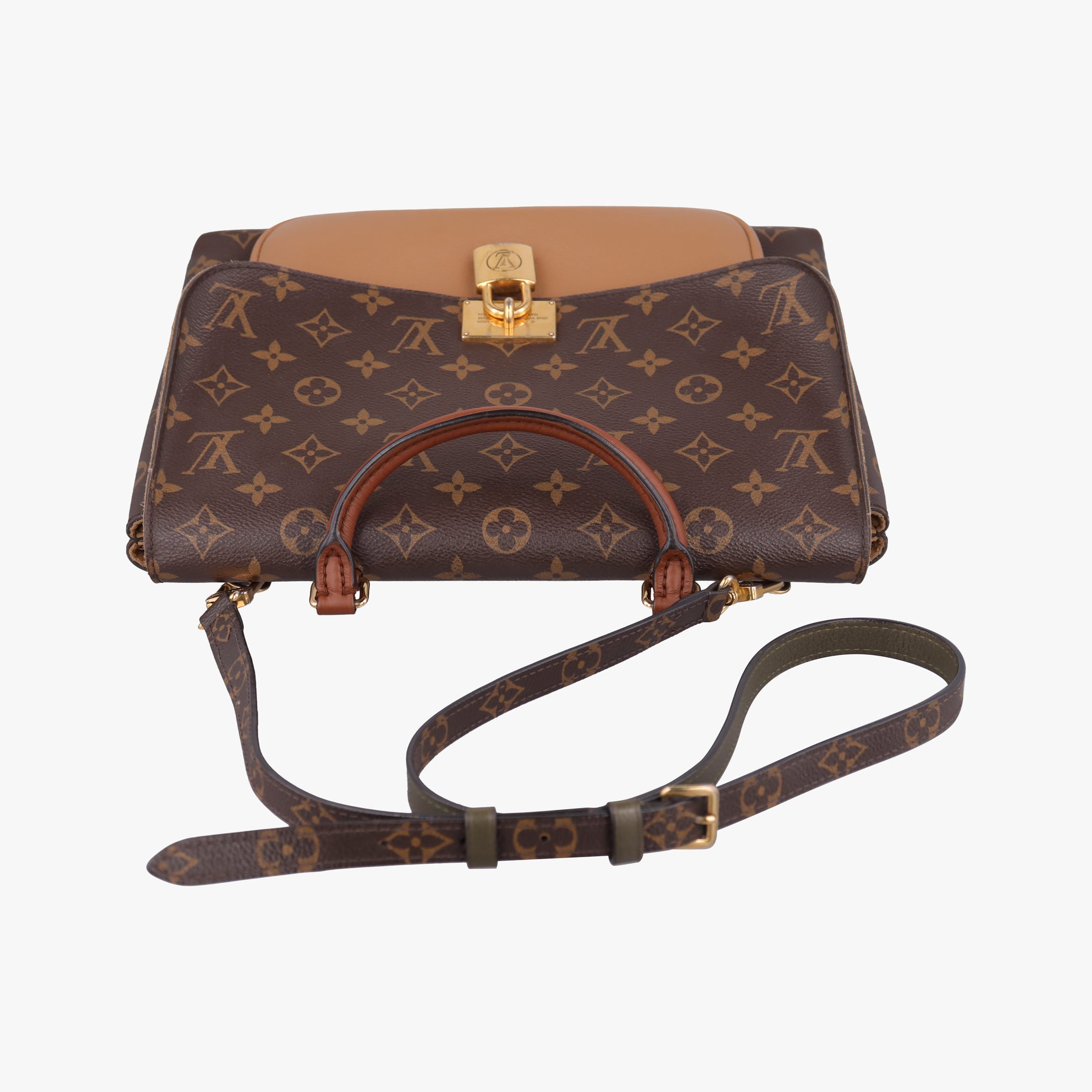 Pre-owned Louis Vuitton MARIGNAN brown×SESAME Monogram Canvas×calf leather M44259 shoulderbag | stylenewstar