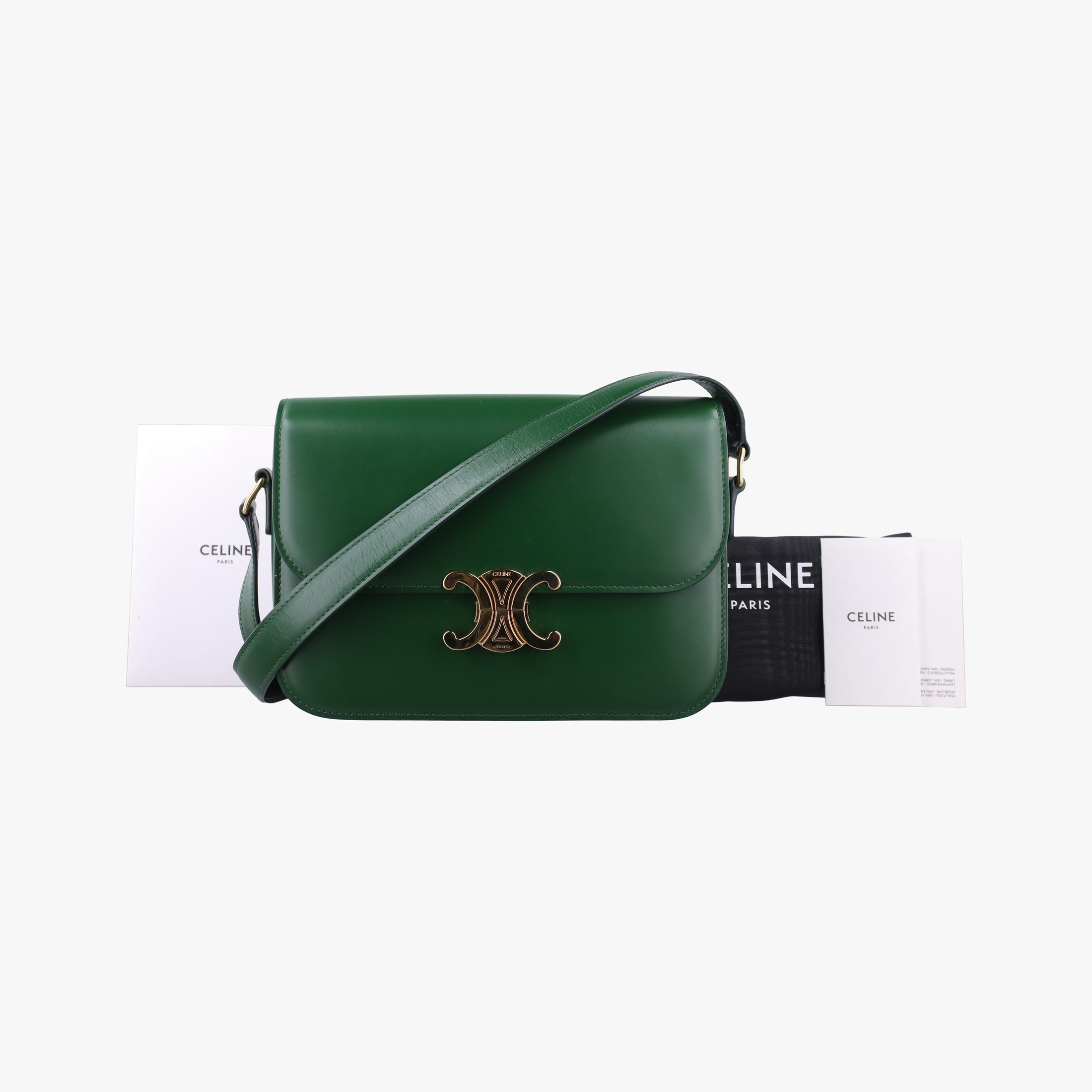 Secondhand Celine Triomphe Green Leather  shoulderbag | stylenewstar